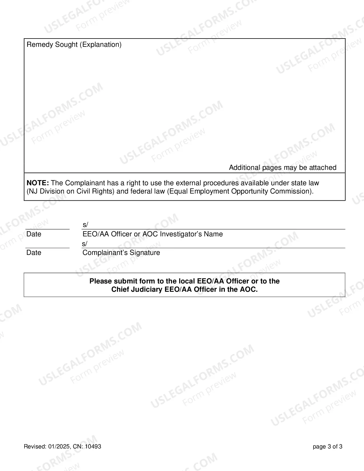 Preview EEO Formal Complaint Form