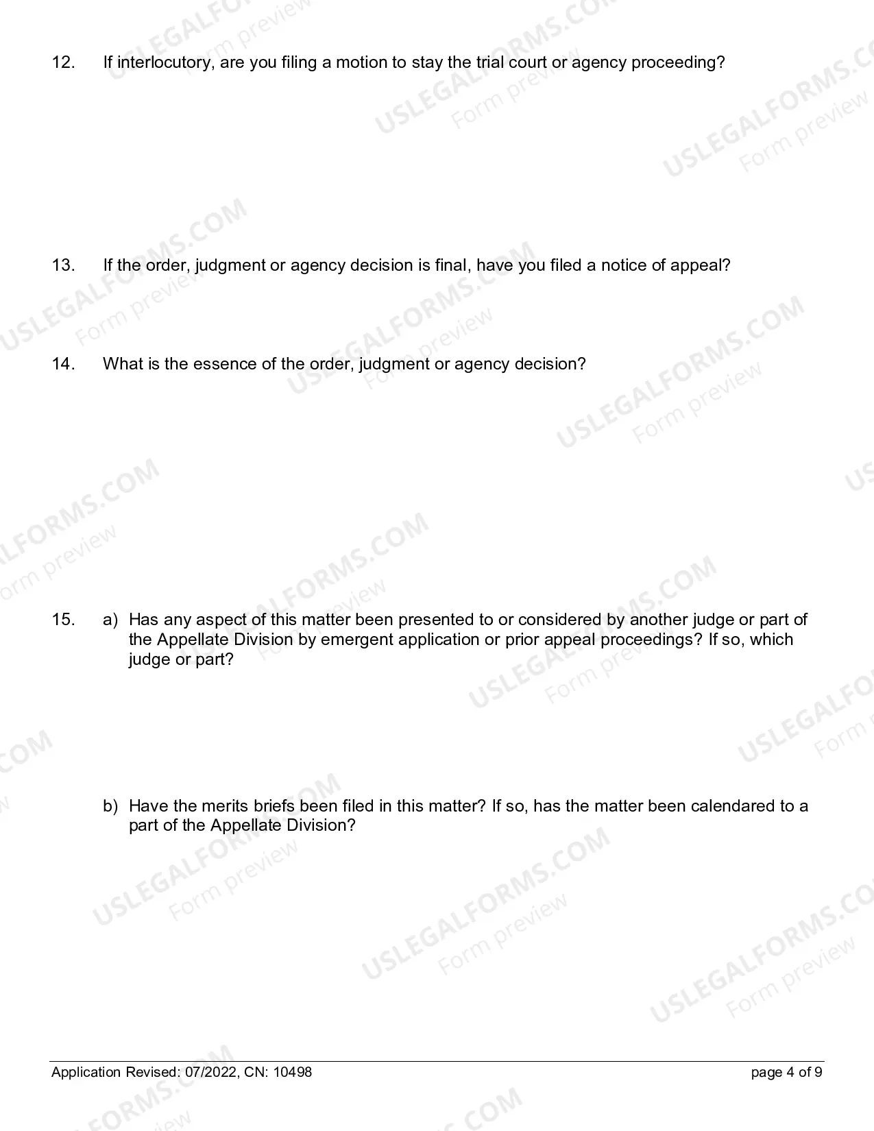 Preview Application for Permission to File Emergent Motion with Instructions