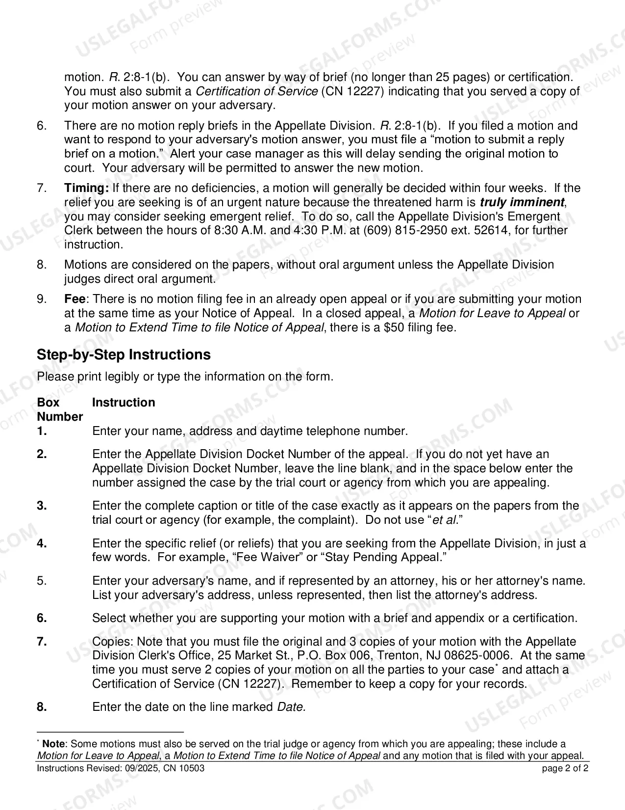 Preview Appellate Notice of Motion