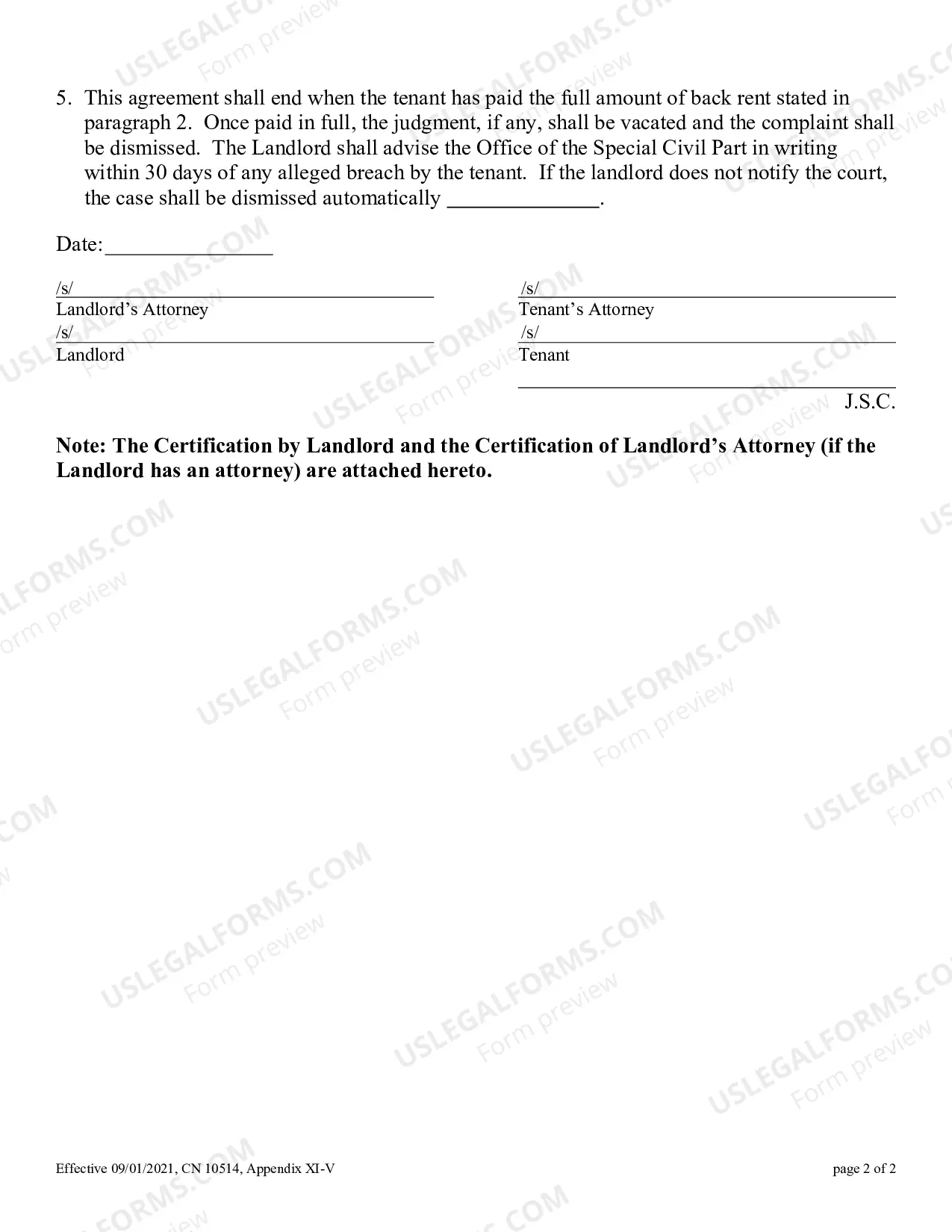 Preview Consent to Enter Judgment (Tenant Remains) - Appendix XI-V