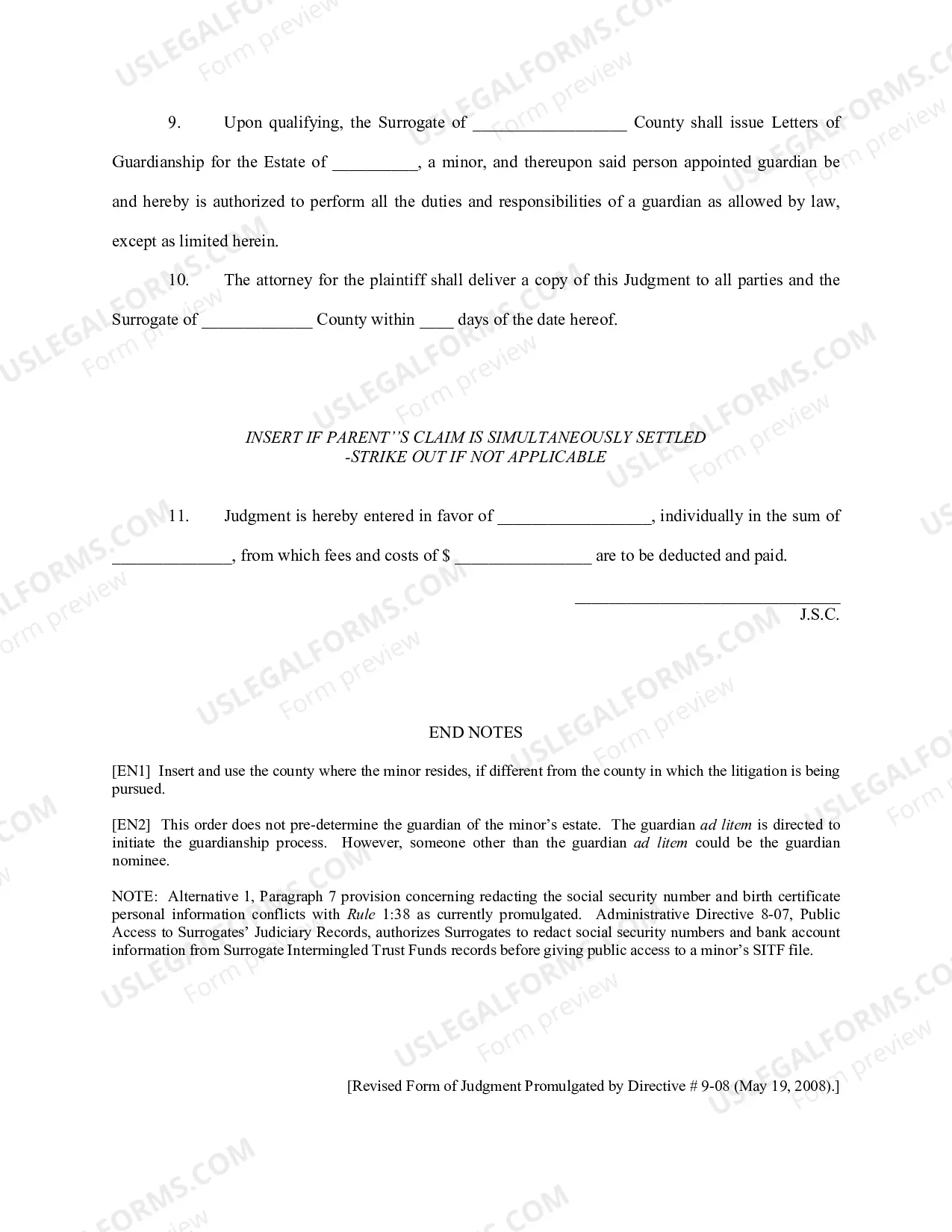 Preview Friendly Settlement Judgment