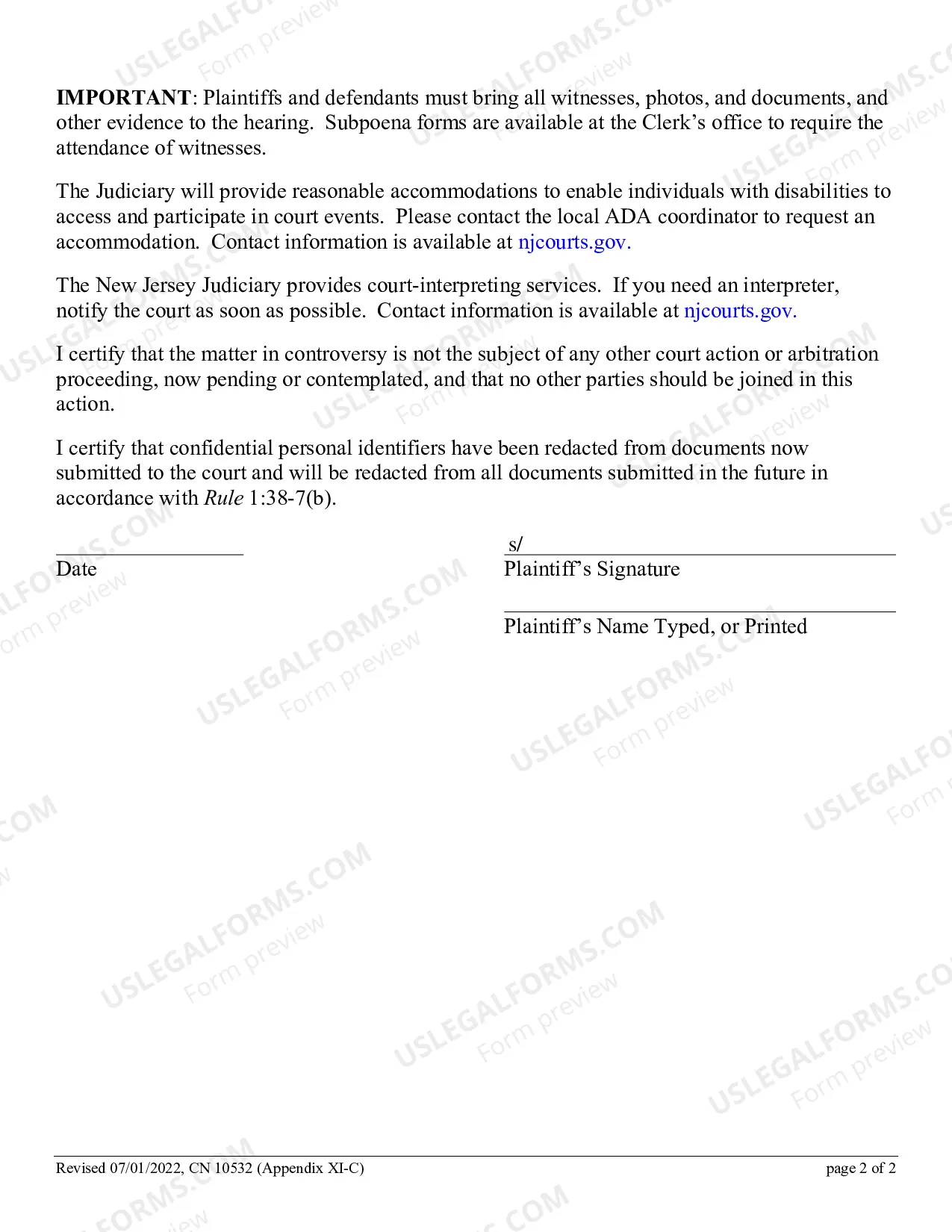 Preview Small Claims Complaint (Contract,Security Deposit,Rent or Tort) - Appendix XI-C