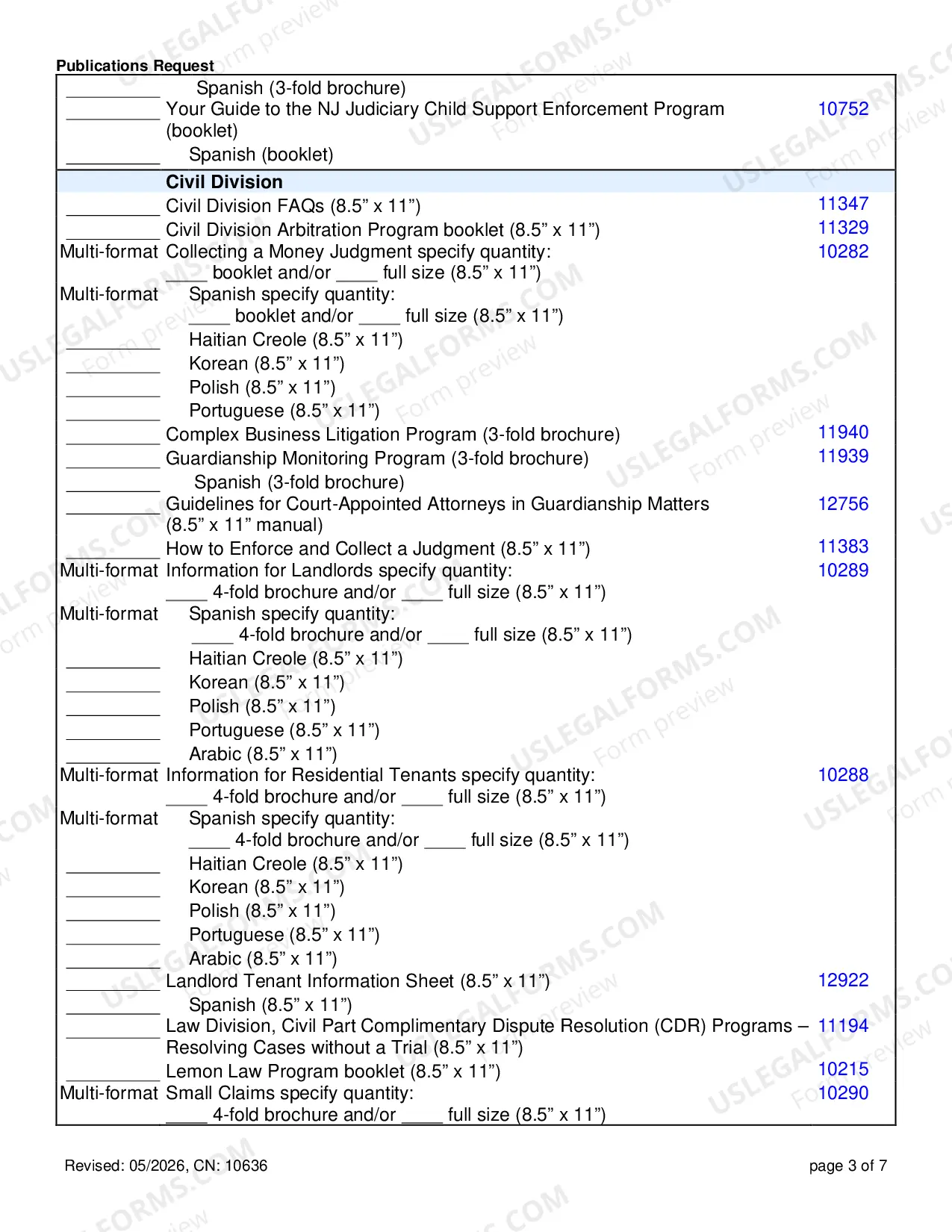 Preview Publications Order Form
