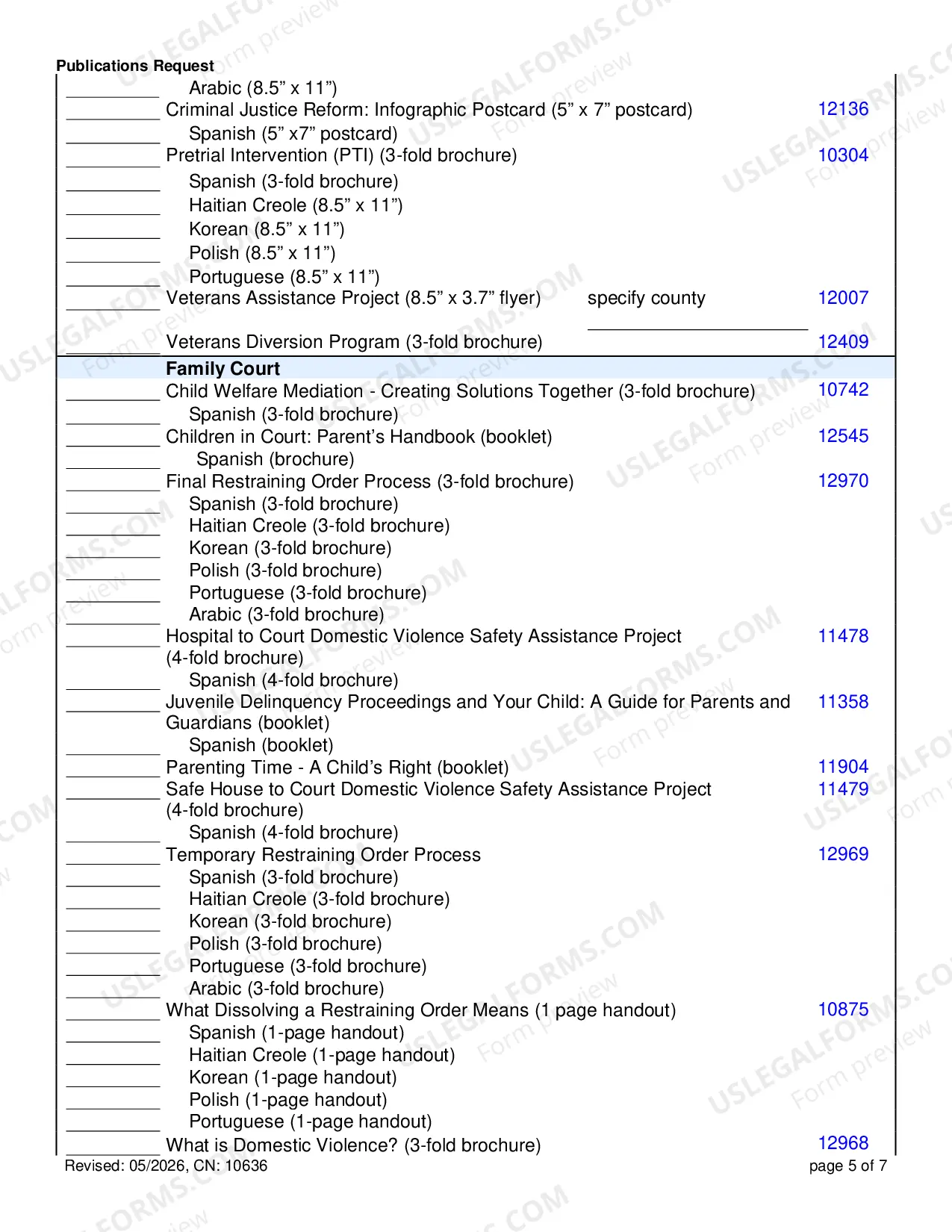 Preview Publications Order Form