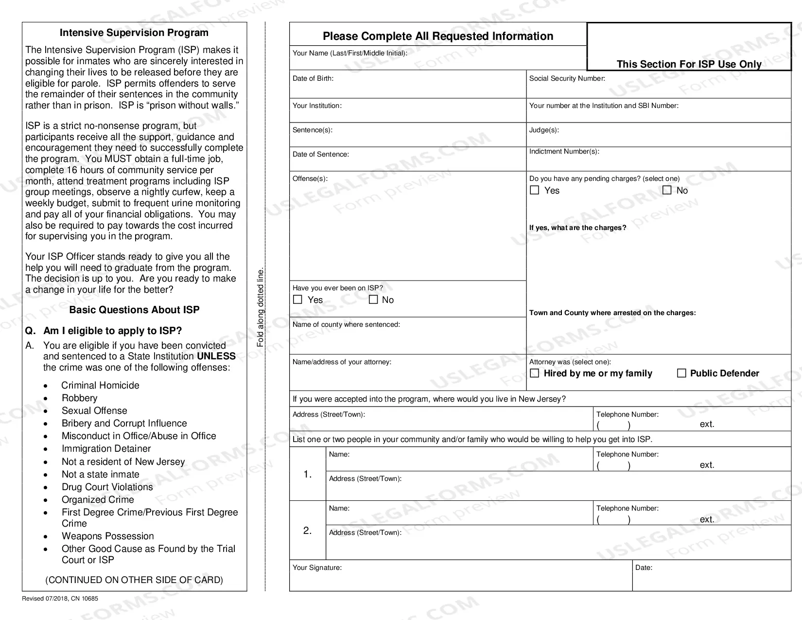 Preview Application for Intensive Supervision Program