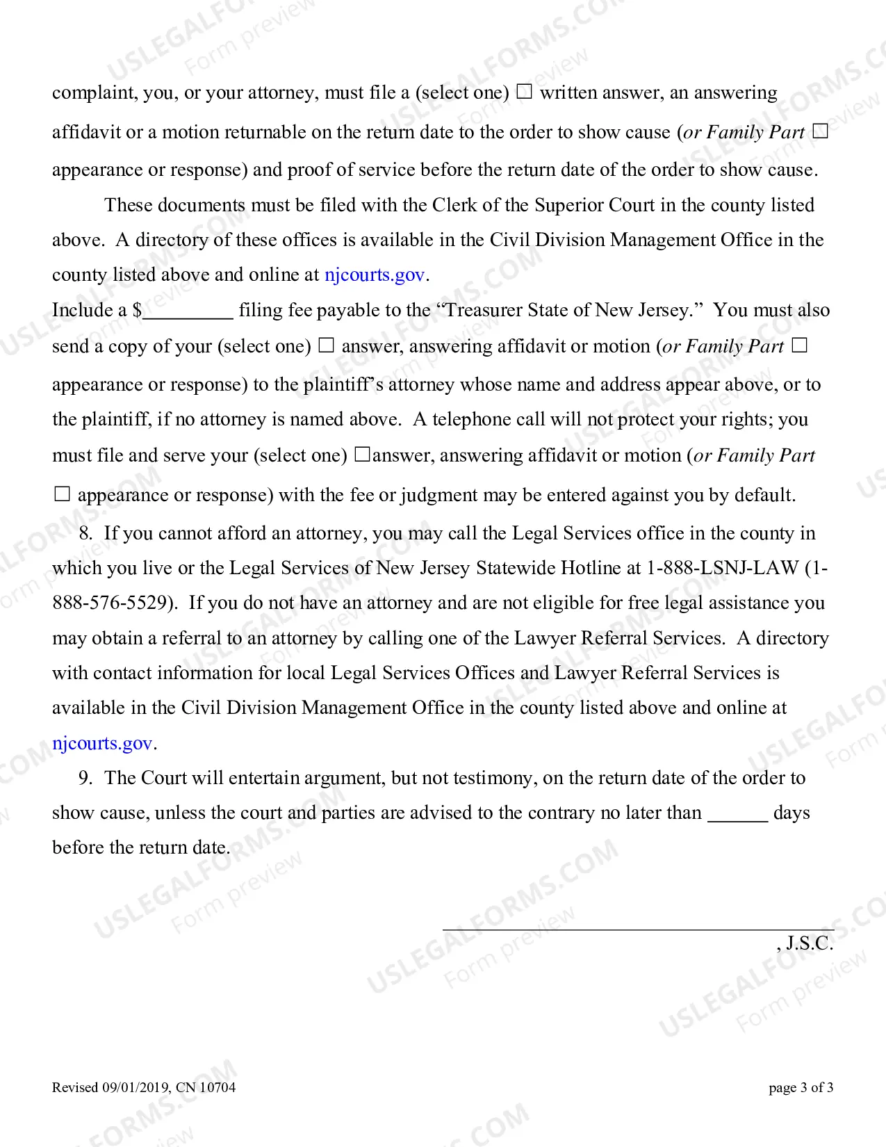 Preview Order to Show Cause Summary Action - Appendix XII-F