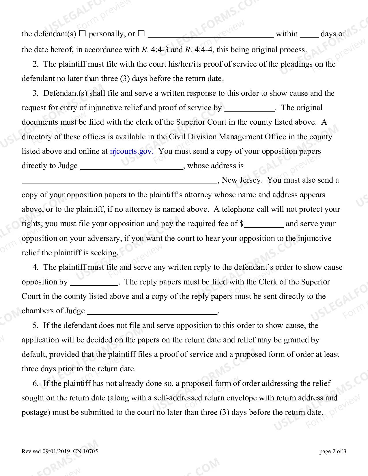 Preview Order to Show Cause Preliminary Injunction Pursuant to Rule 4:52 - Appendix XII-G