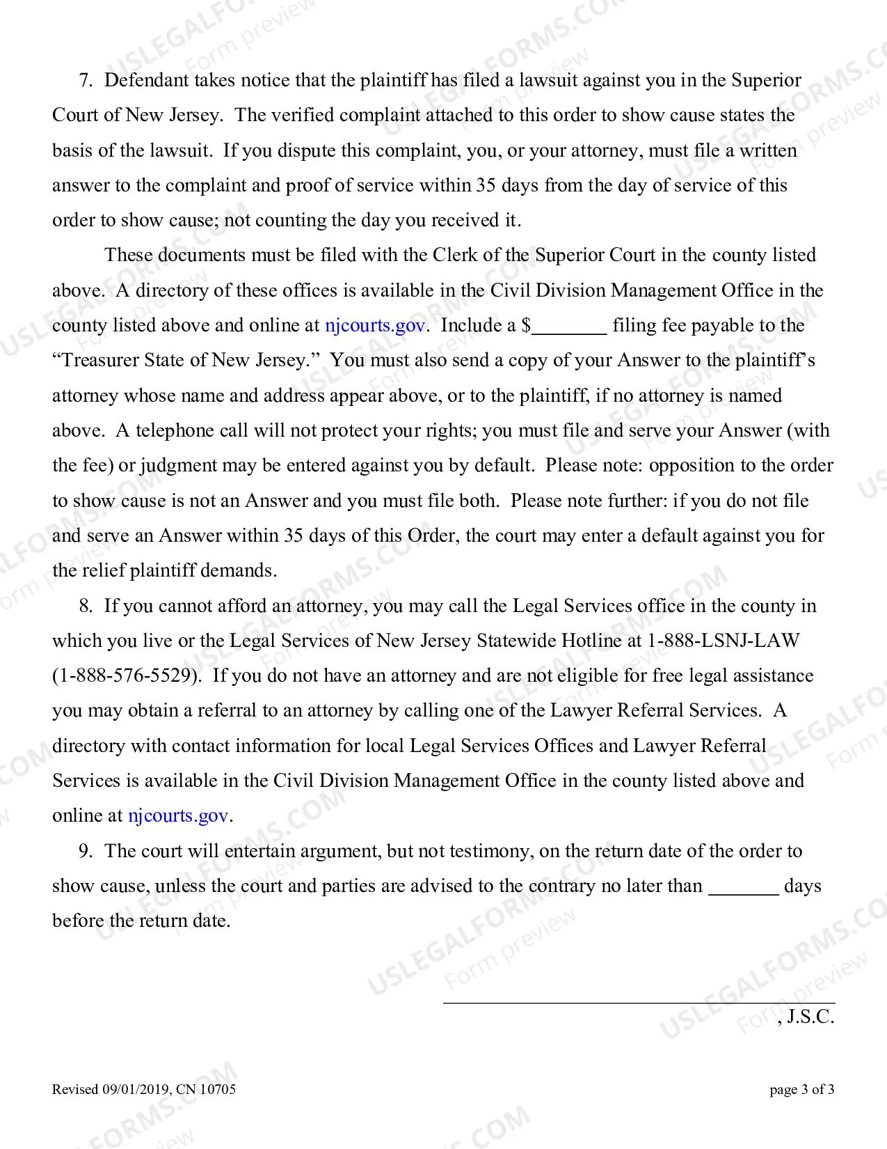 Preview Order to Show Cause Preliminary Injunction Pursuant to Rule 4:52 - Appendix XII-G