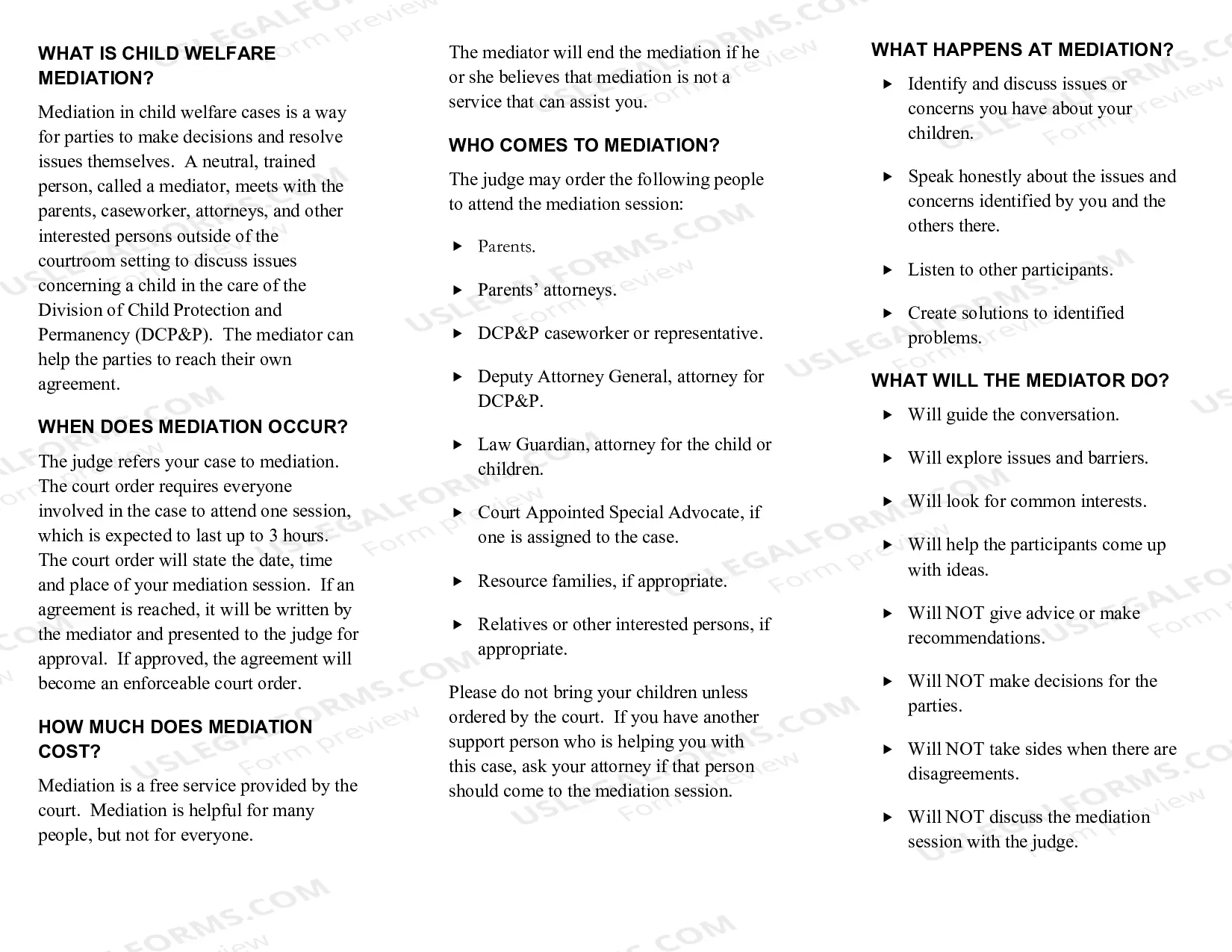 Preview Child Welfare Mediation - Creating Solutions Together - brochure
