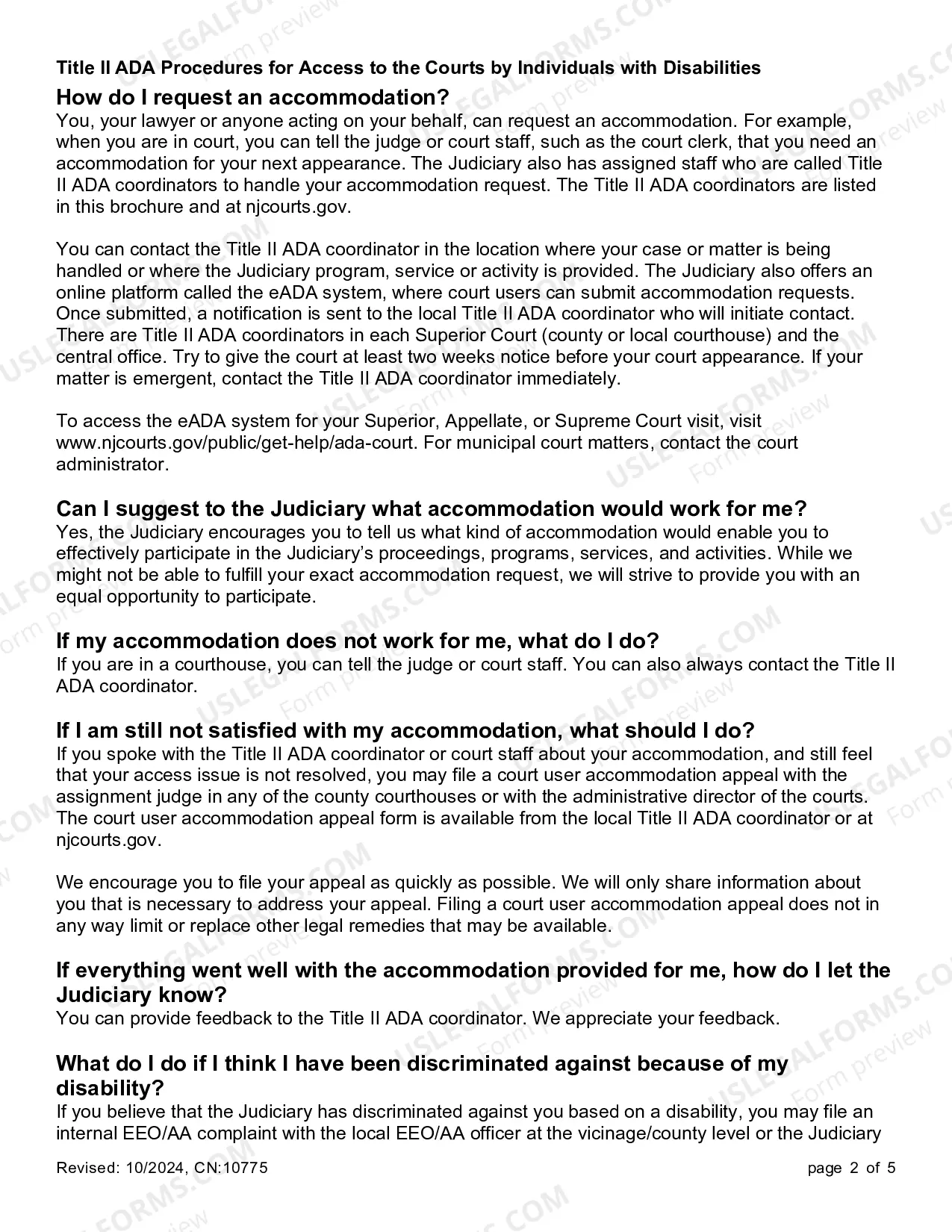 Preview Title II ADA Procedures for Access to the Courts By Individuals with Disabilities - brochure