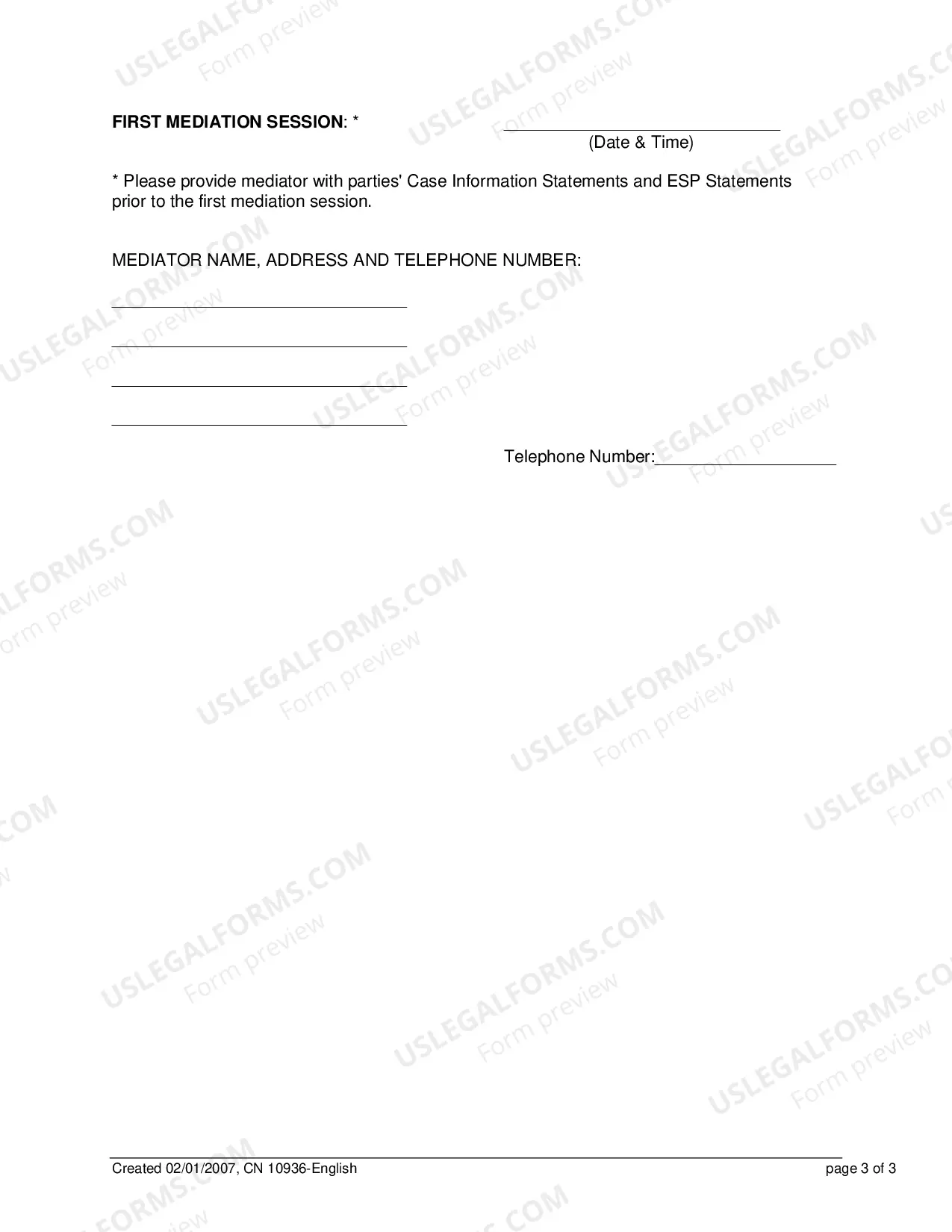 Preview Referral Order for Post-MESP Mediation Program