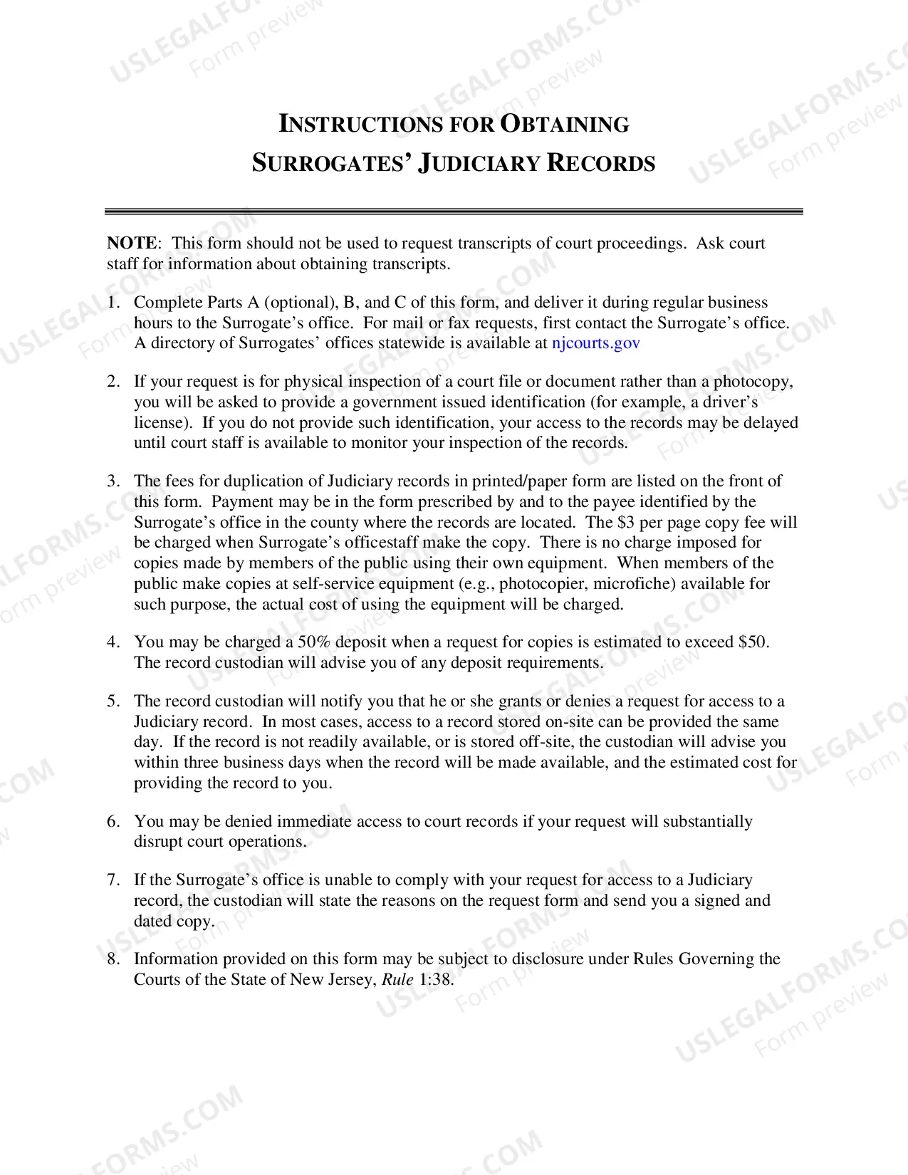 Preview Surrogates' Judiciary Records Request Form