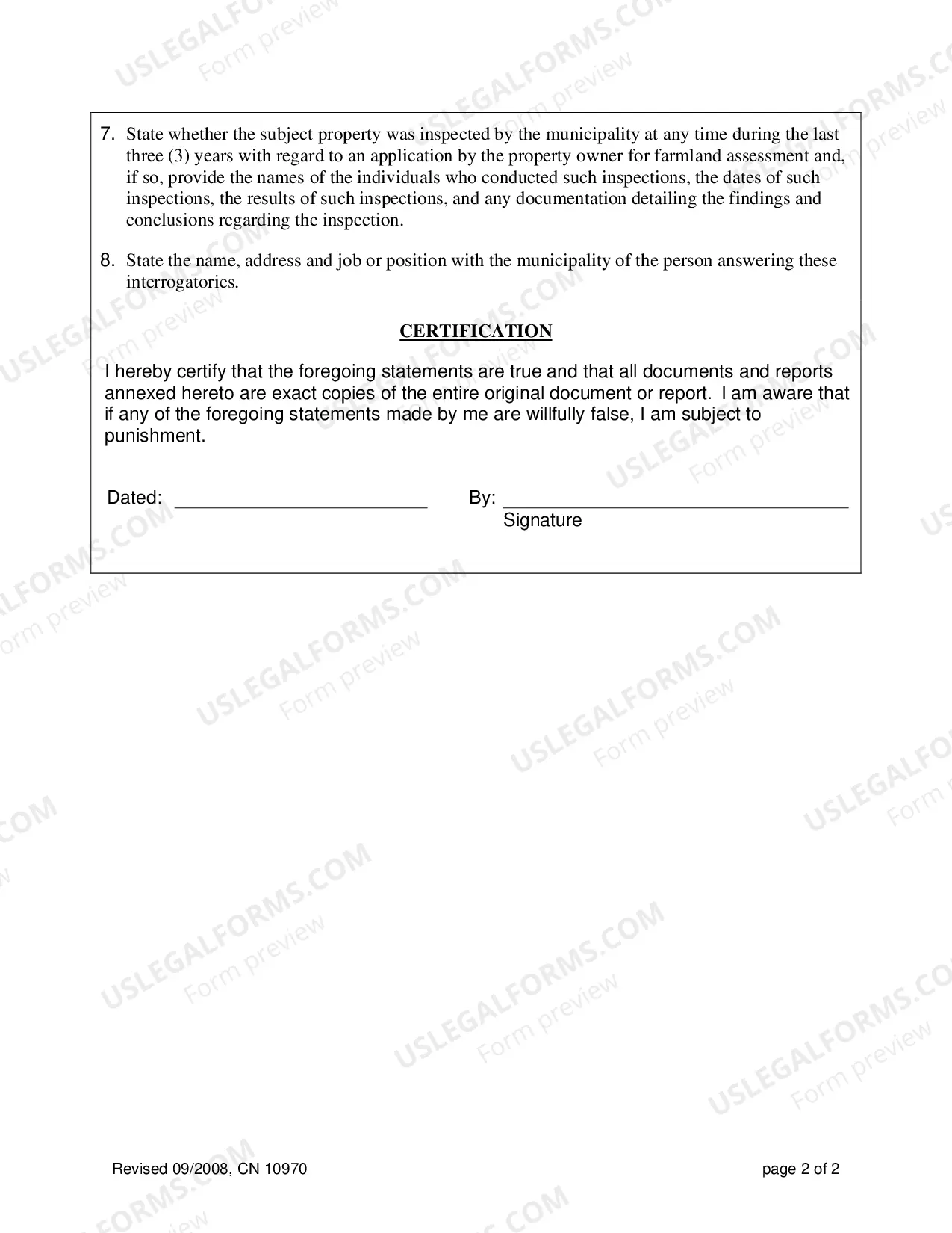 Preview Standard Interrogatories to be Served on Municipality for Farmland Assessment Case