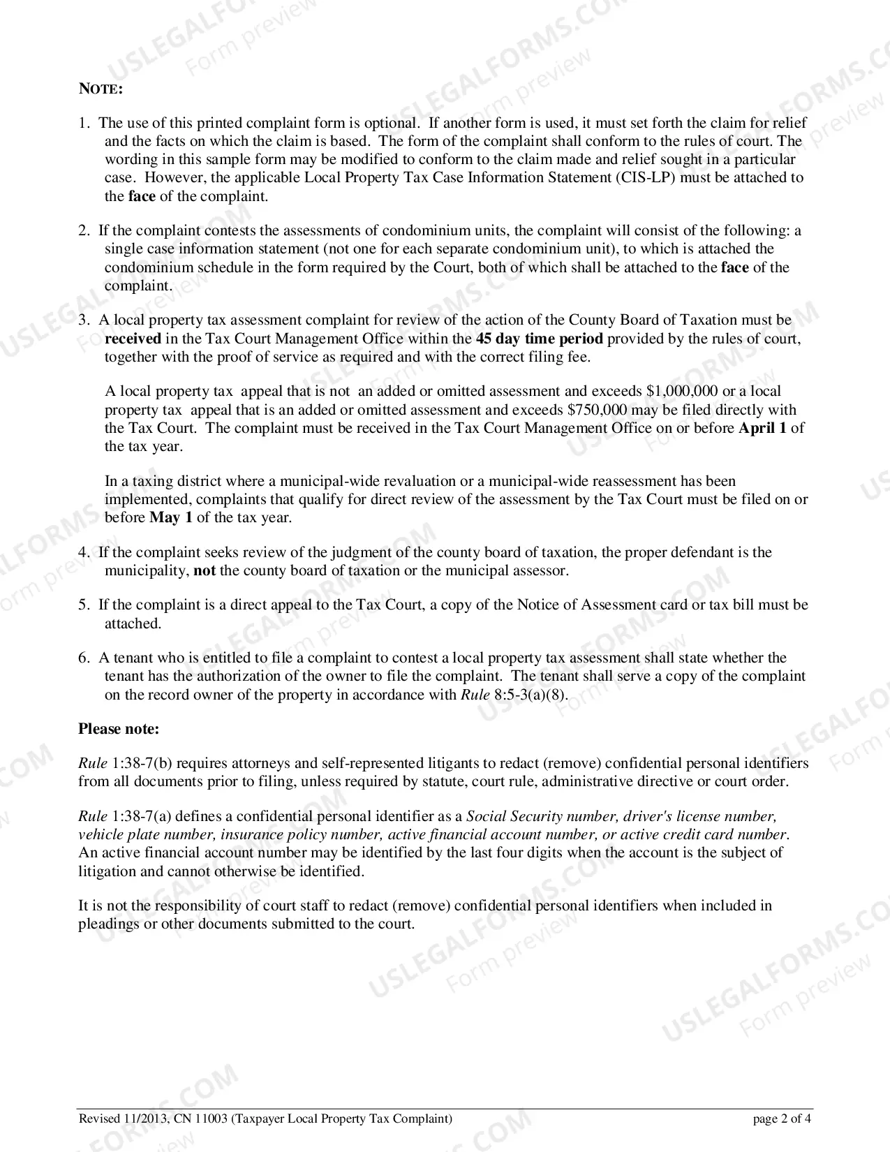 Preview Taxpayer Complaint (Local Property Tax)