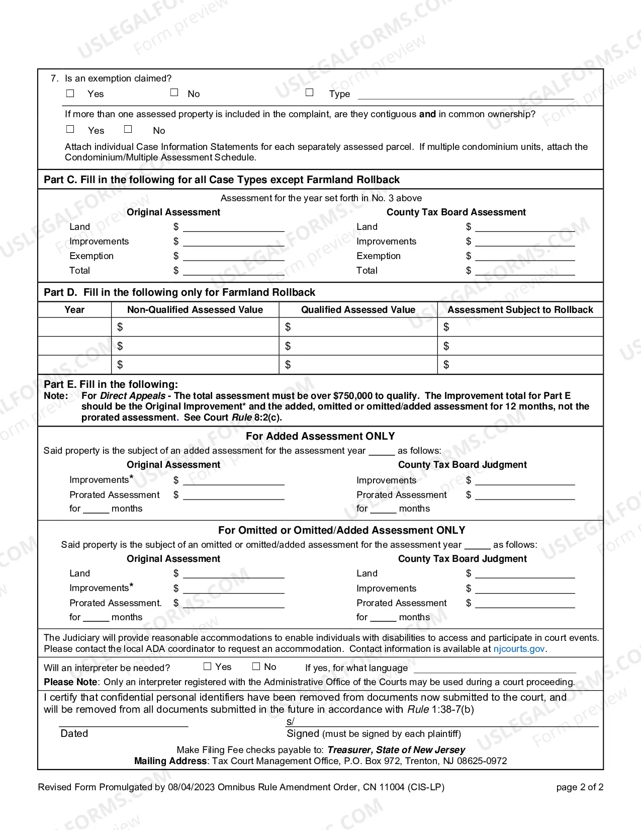 Preview Case Information Statement (CIS-LP)