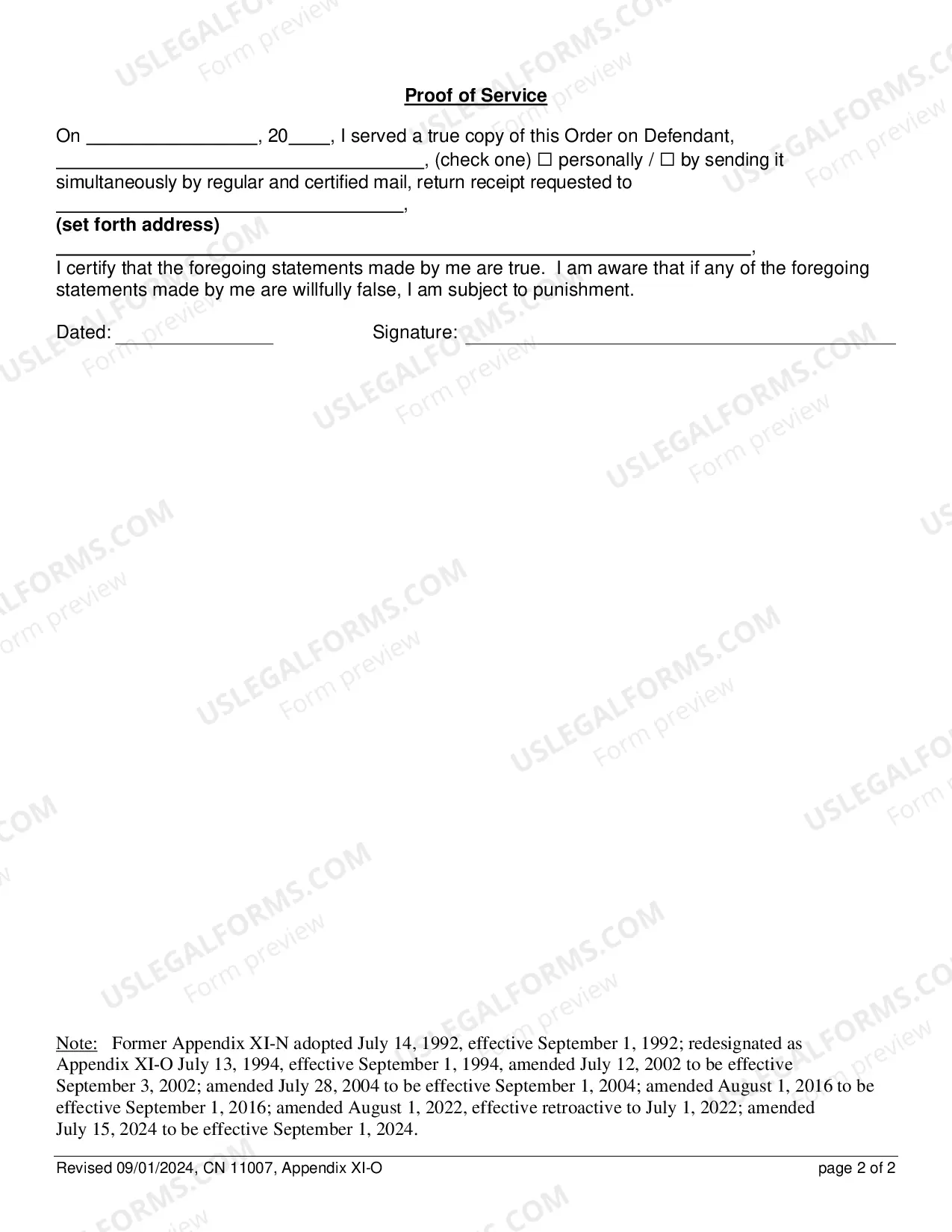 Preview Order to Enforce Litigant's Rights - Appendix XI-O