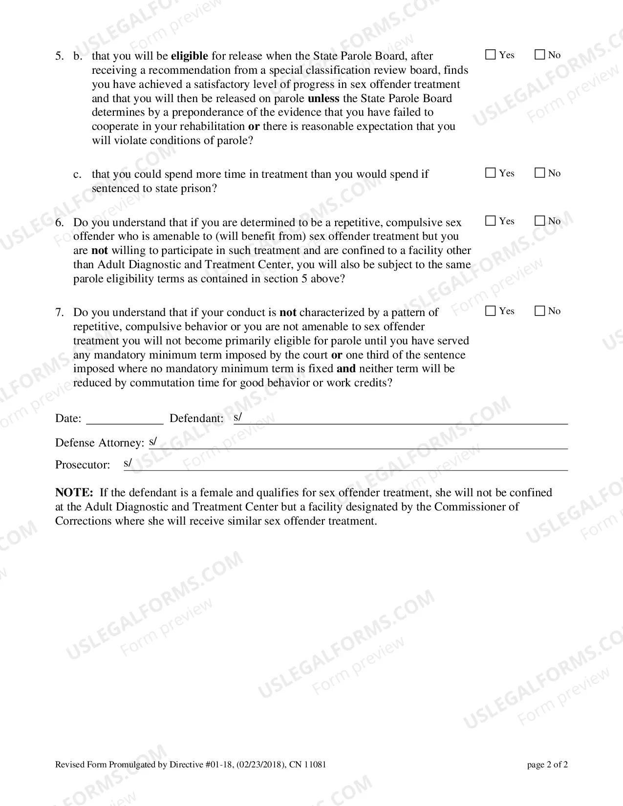 Preview Plea-04 Additional Questions for Certain Sexual Offenses Committed on or After December 1,1998