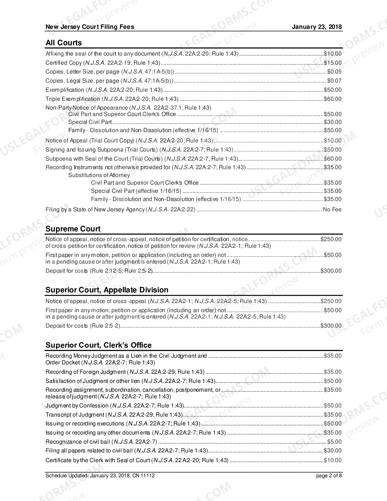 Preview Court Fees