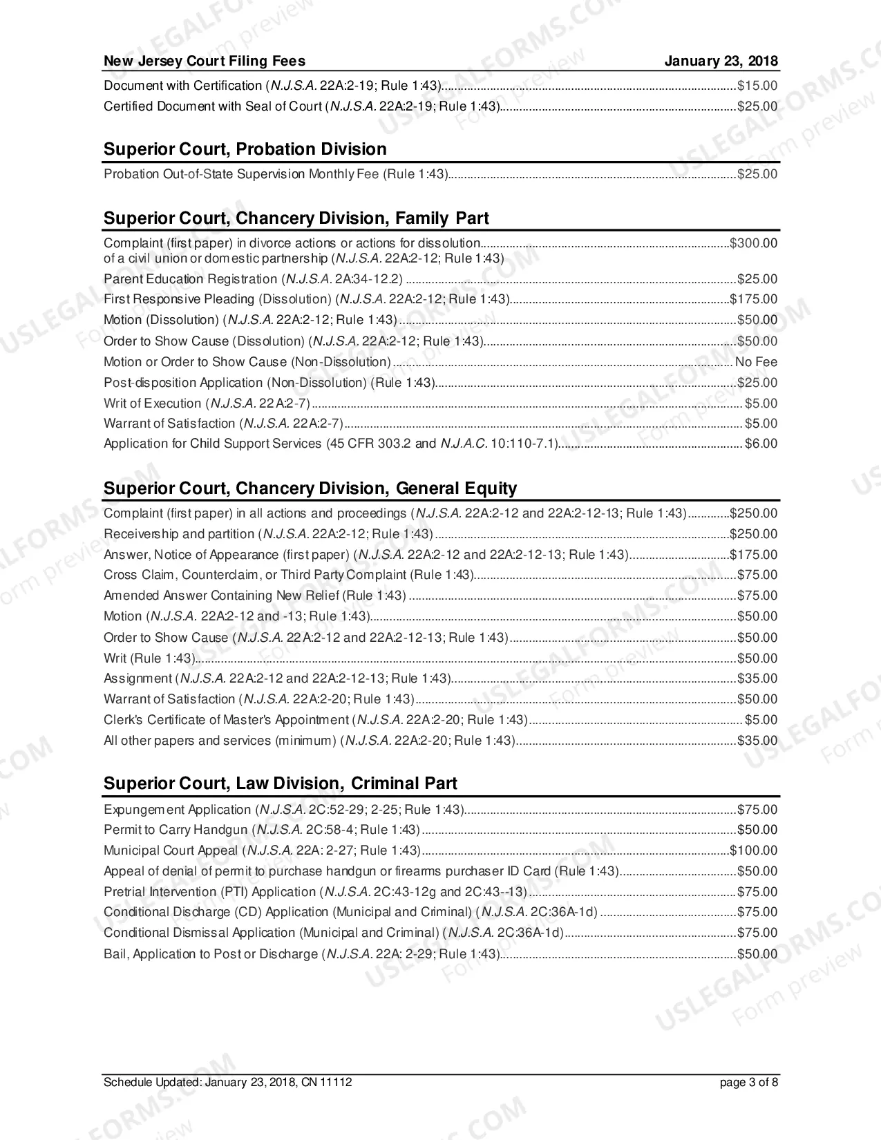 Preview Court Fees