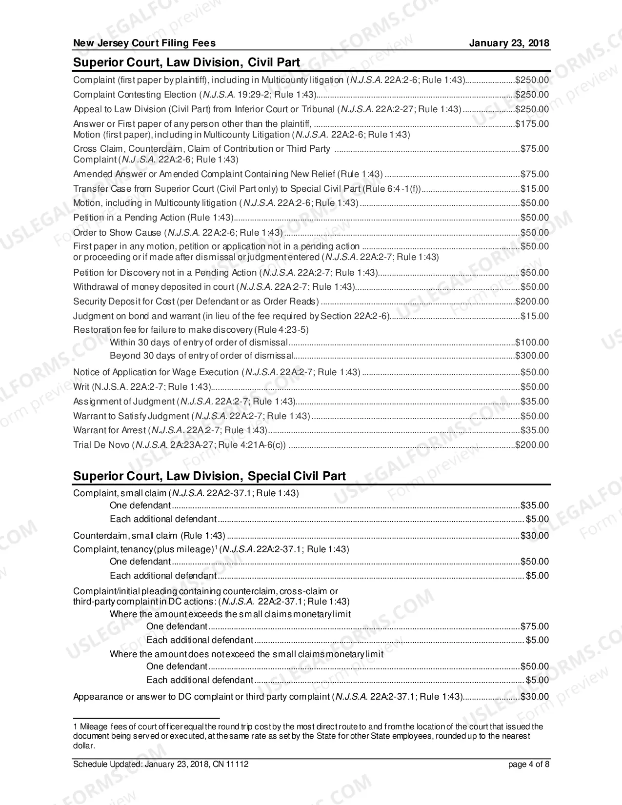 Preview Court Fees