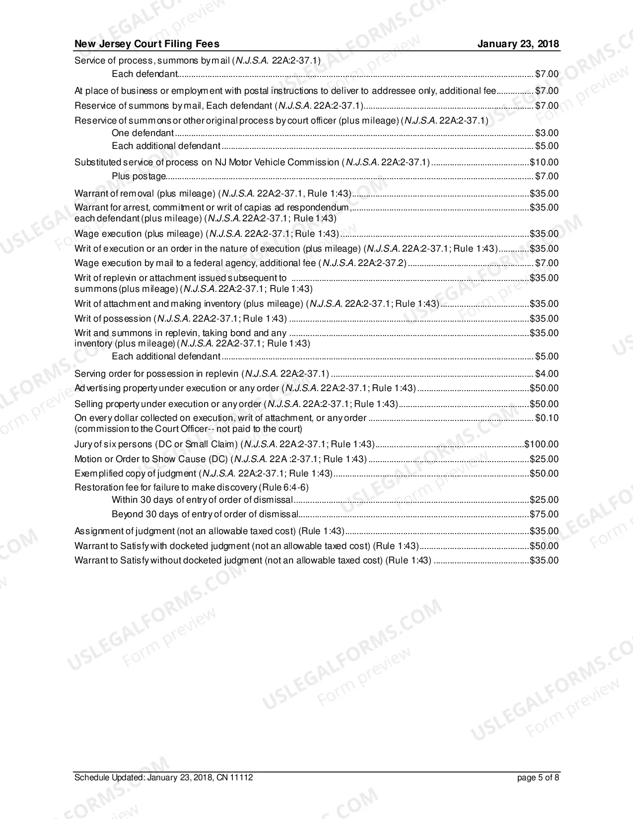 Preview Court Fees