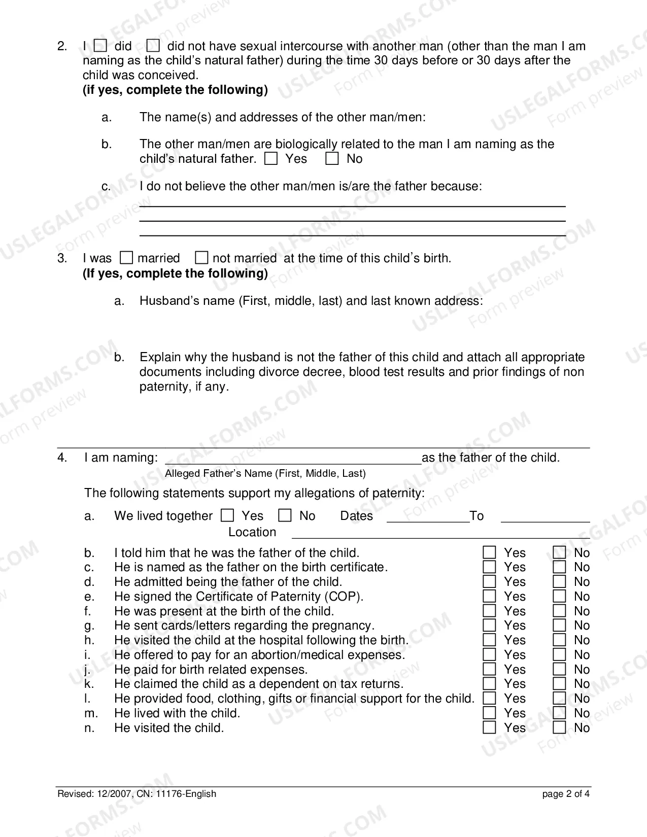 Preview Certification in Support of Establish Paternity
