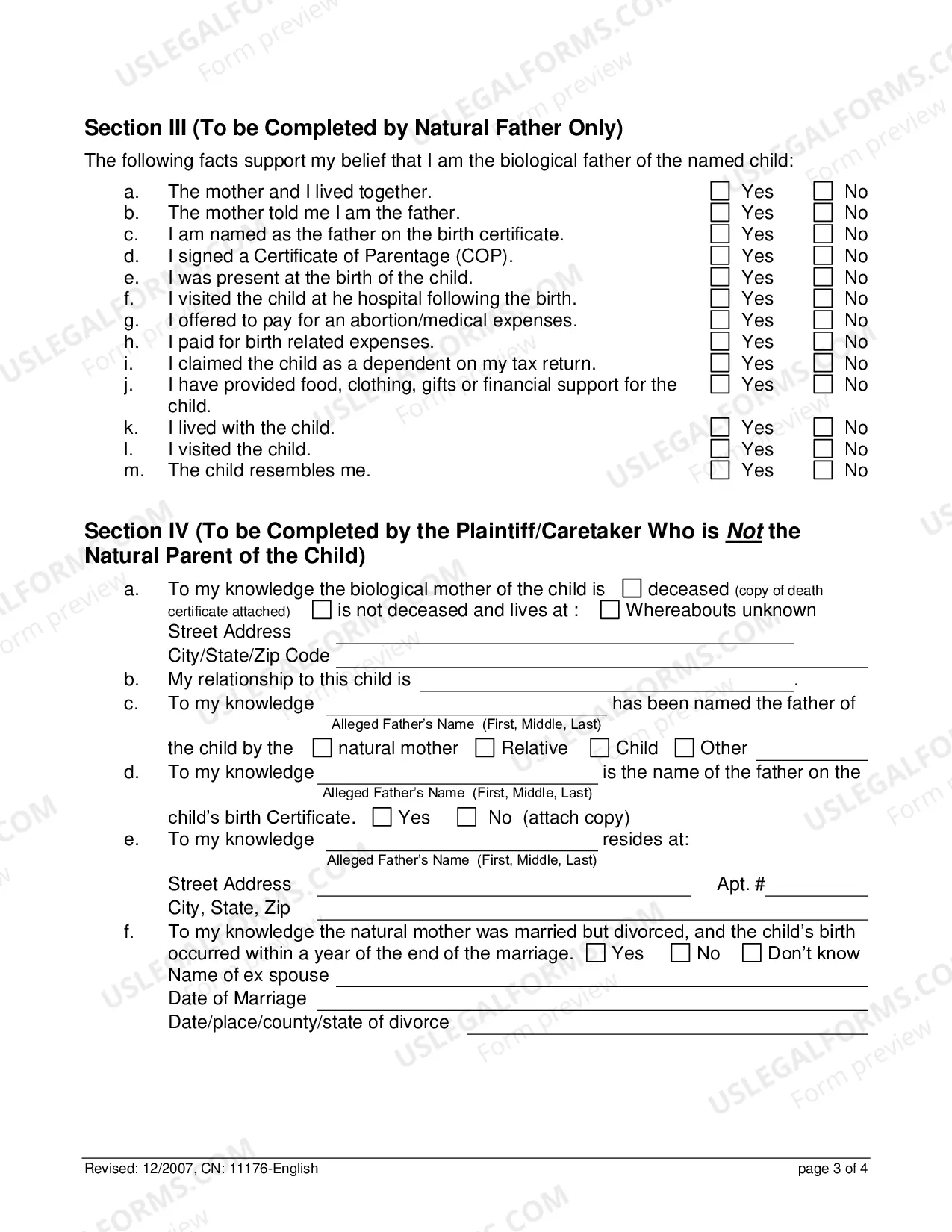 Preview Certification in Support of Establish Paternity
