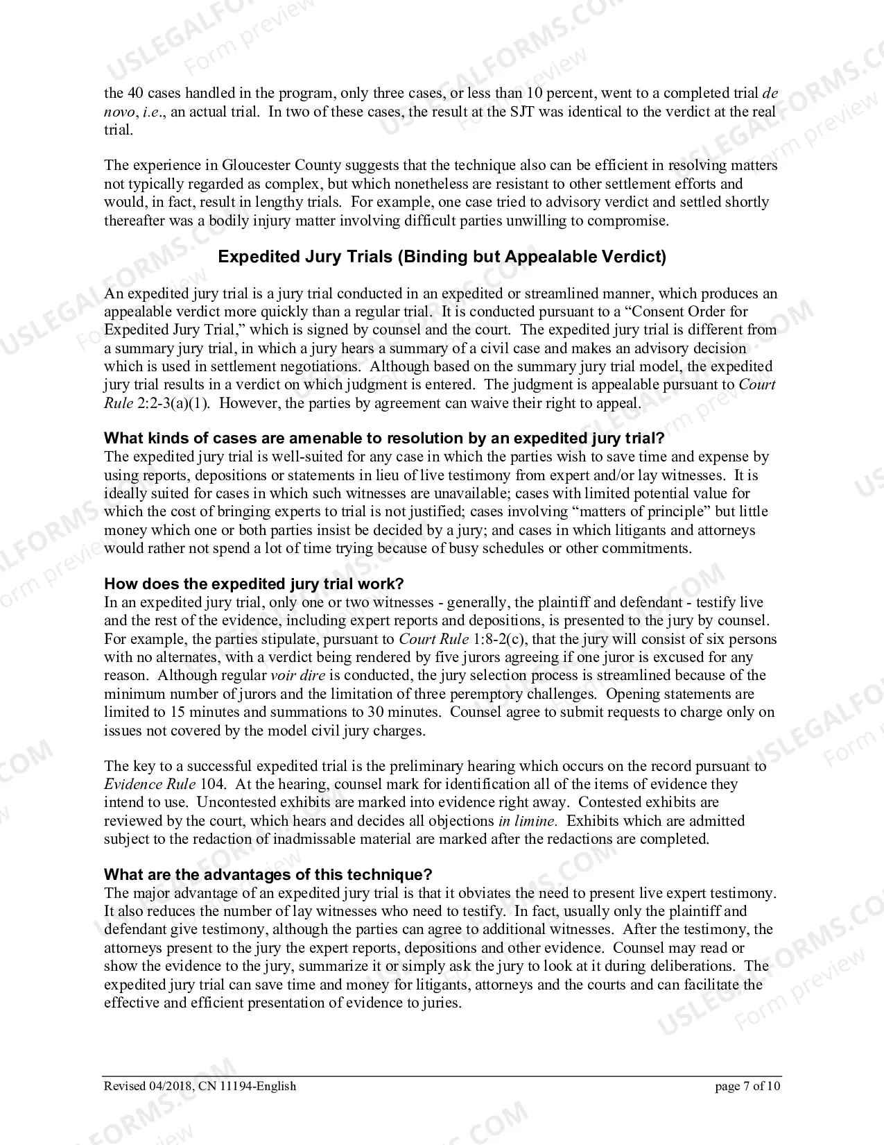 Preview Law Division,Civil Part - Complementary Dispute Resolution (CDR) Programs - Resolving Civil Cases Without a Trial - brochure
