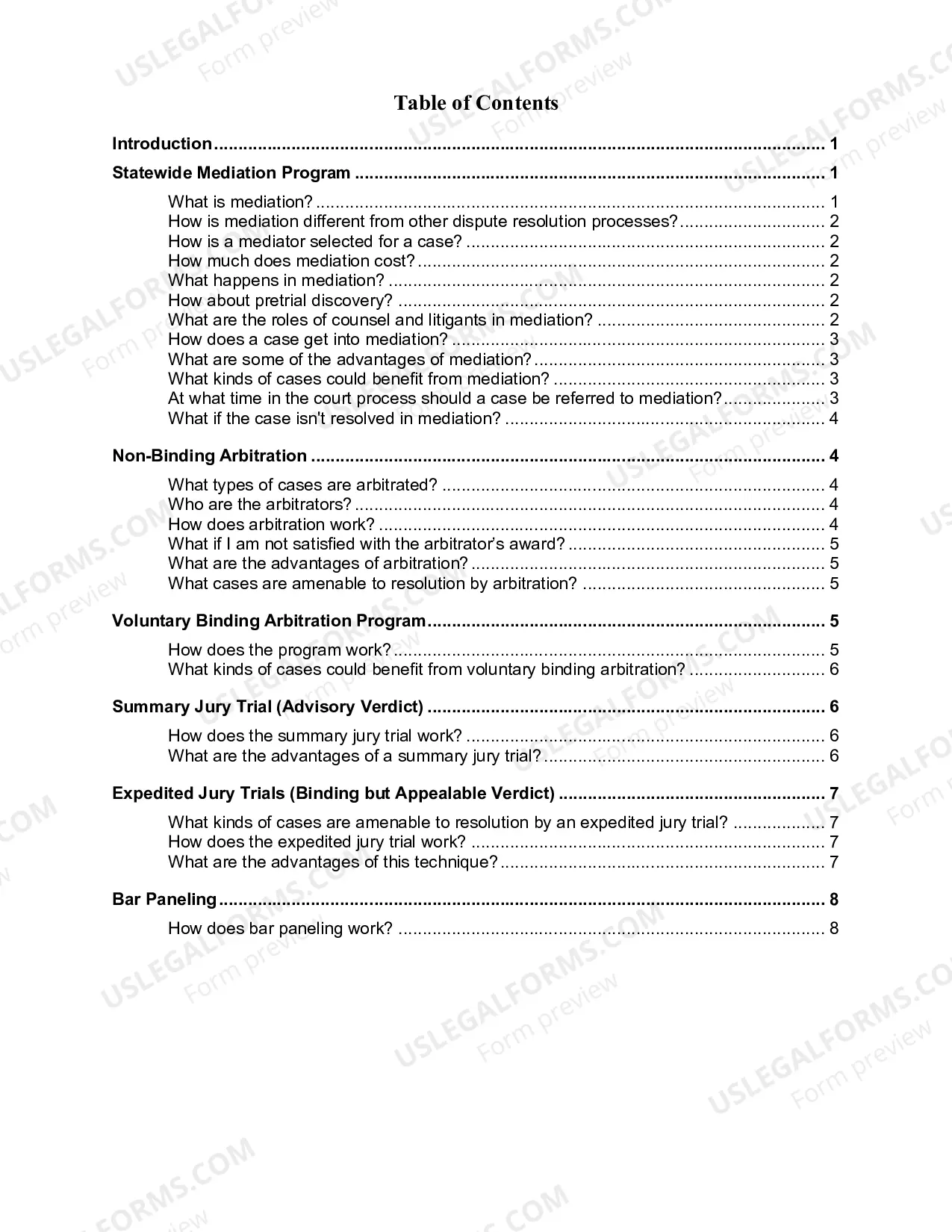 Preview Law Division,Civil Part - Complementary Dispute Resolution (CDR) Programs - Resolving Civil Cases Without a Trial - brochure
