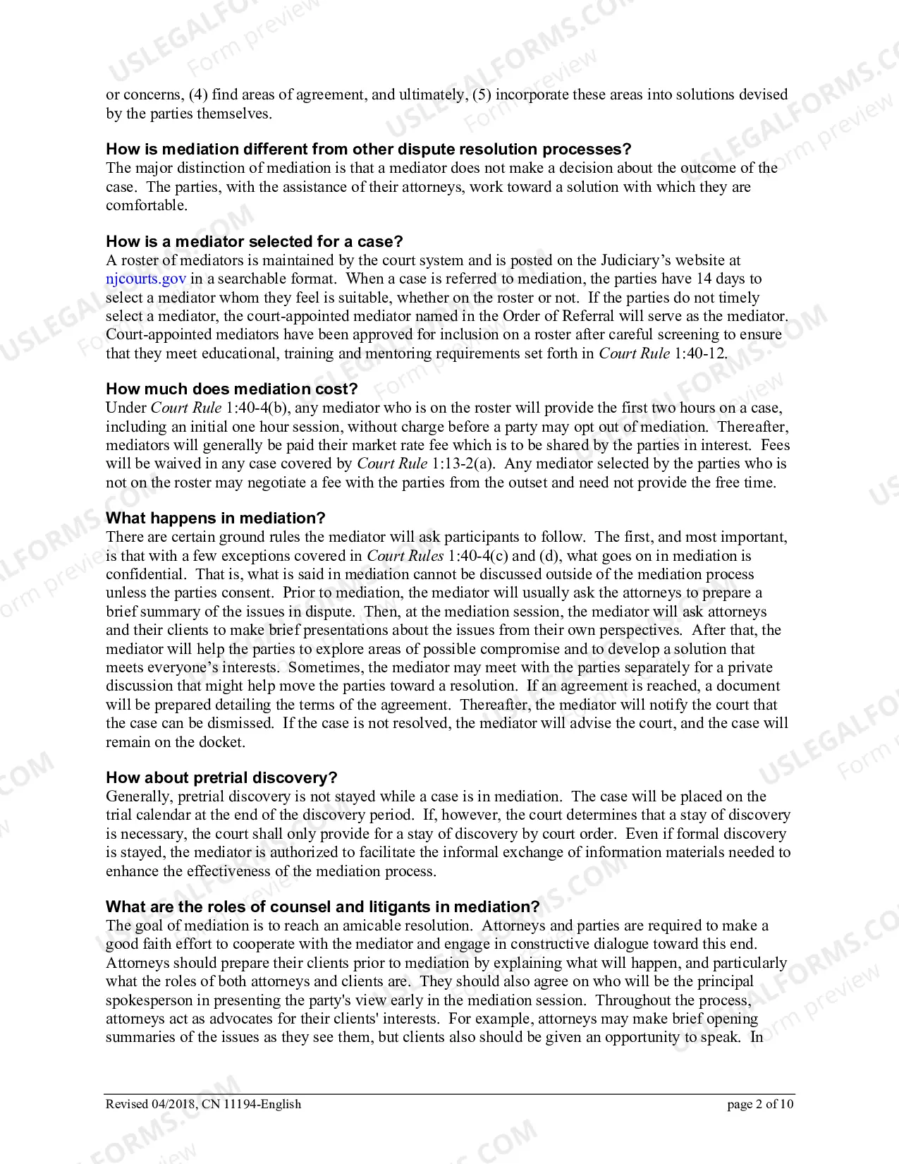 Preview Law Division,Civil Part - Complementary Dispute Resolution (CDR) Programs - Resolving Civil Cases Without a Trial - brochure