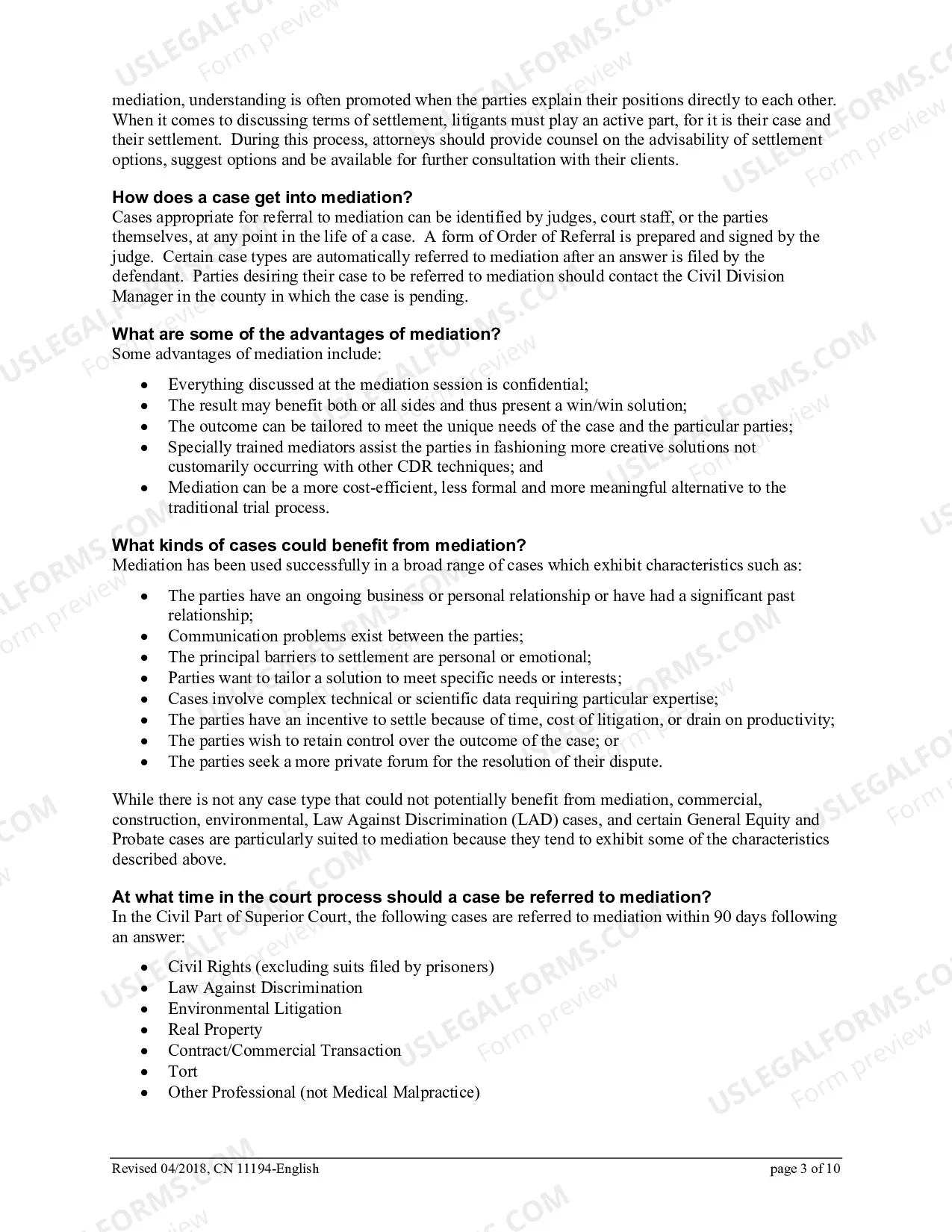 Preview Law Division,Civil Part - Complementary Dispute Resolution (CDR) Programs - Resolving Civil Cases Without a Trial - brochure