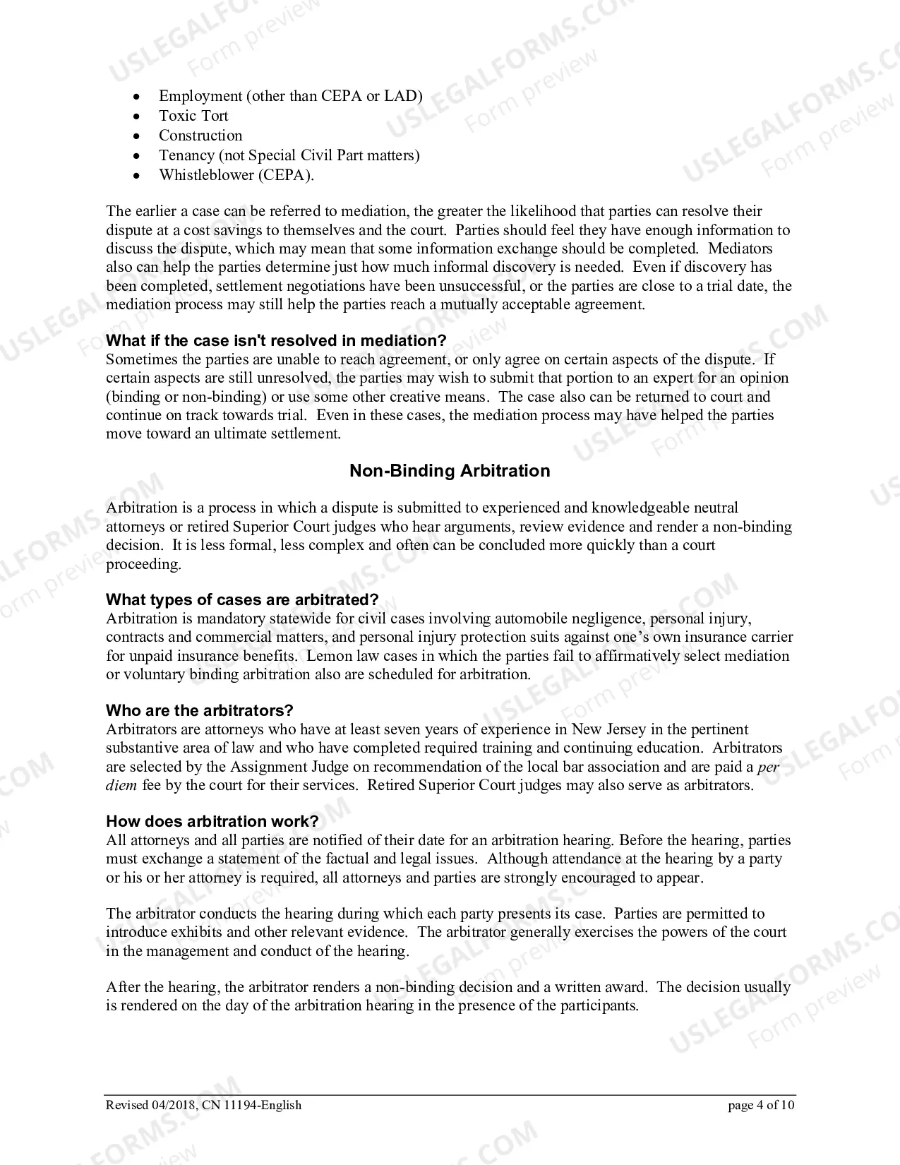 Preview Law Division,Civil Part - Complementary Dispute Resolution (CDR) Programs - Resolving Civil Cases Without a Trial - brochure