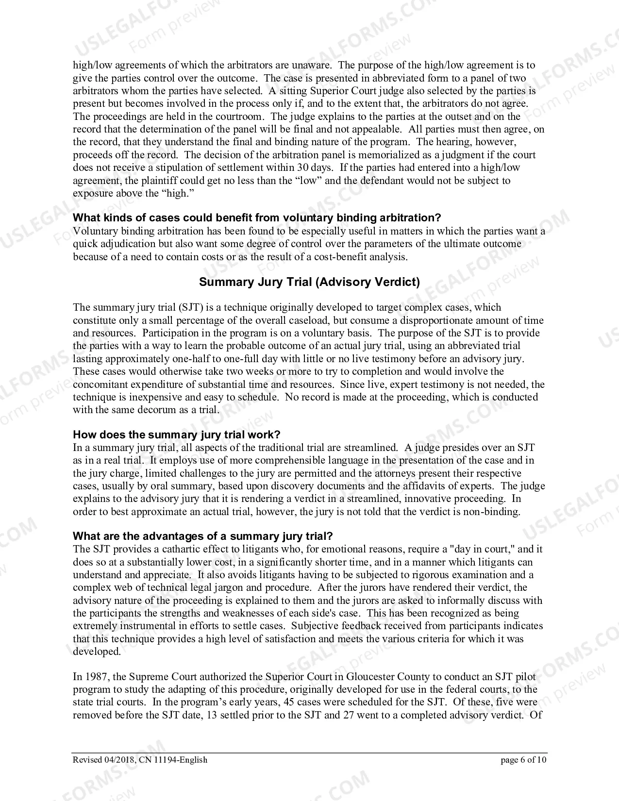Preview Law Division,Civil Part - Complementary Dispute Resolution (CDR) Programs - Resolving Civil Cases Without a Trial - brochure