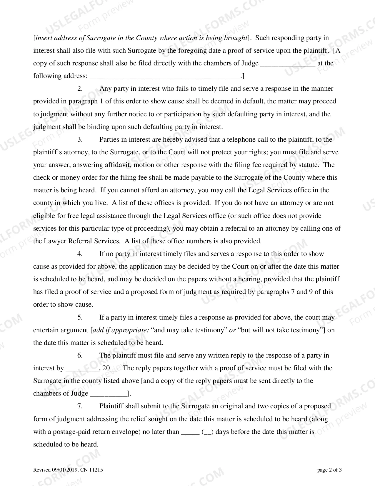 Preview Order to Show Cause Probate Part Action - Appendix XII-I