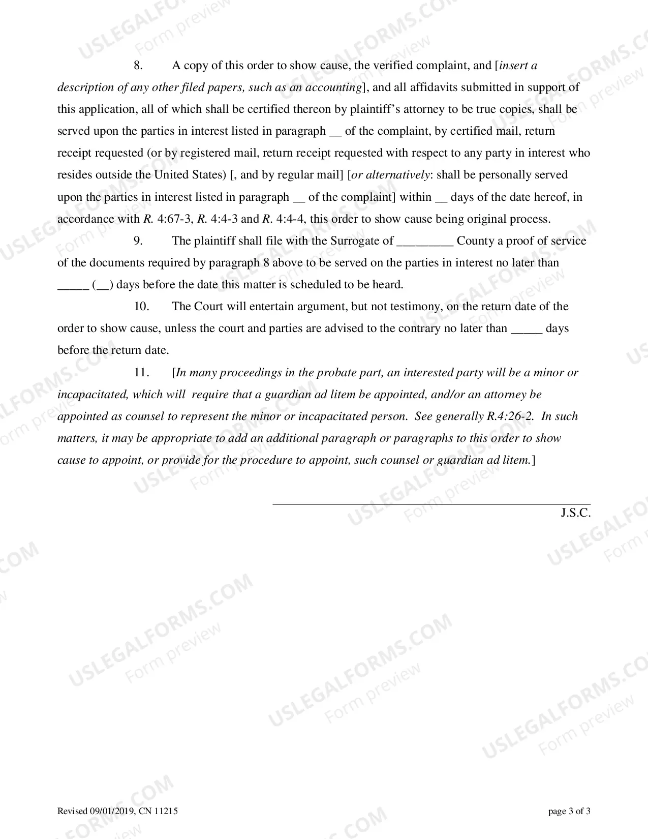 Preview Order to Show Cause Probate Part Action - Appendix XII-I