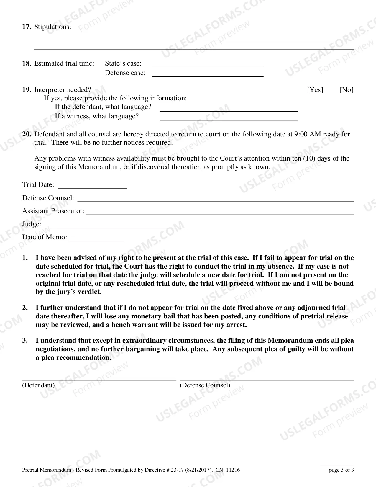 Preview Pretrial Memorandum
