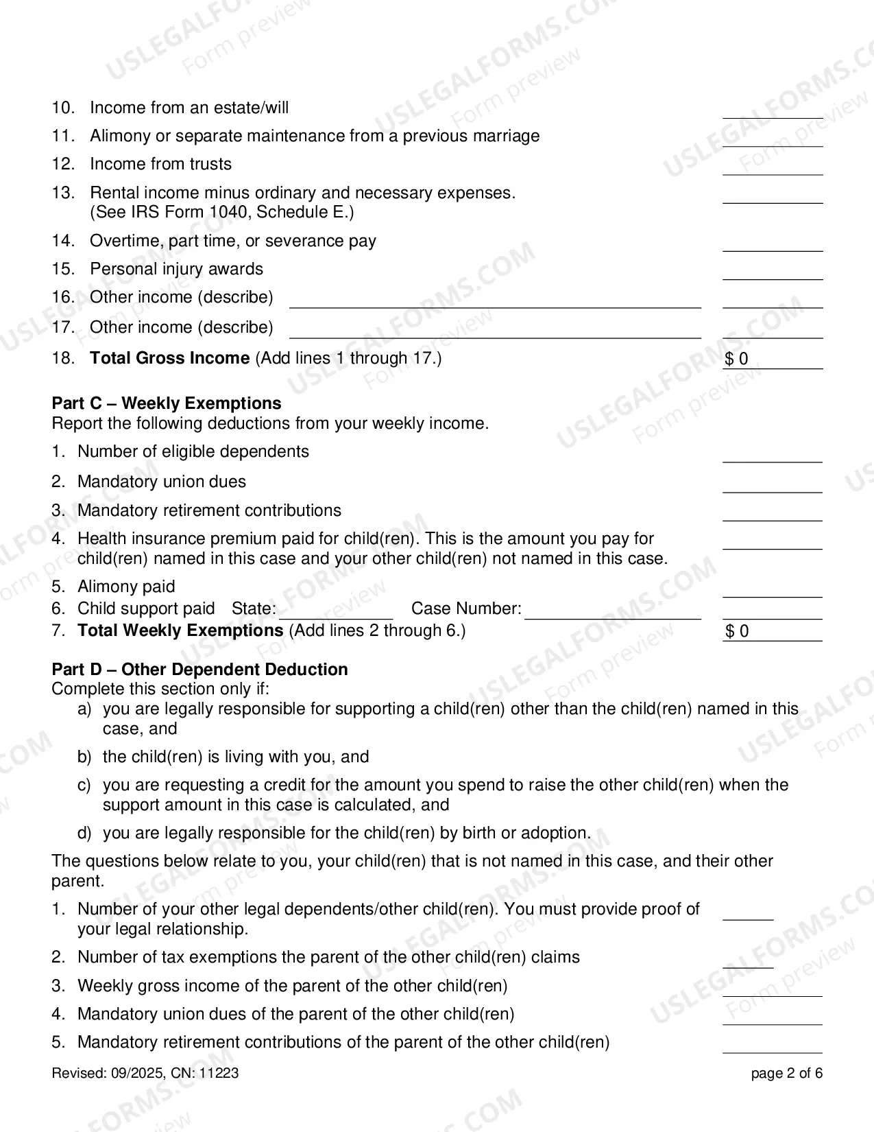 Preview Financial Statement for Summary Support Actions