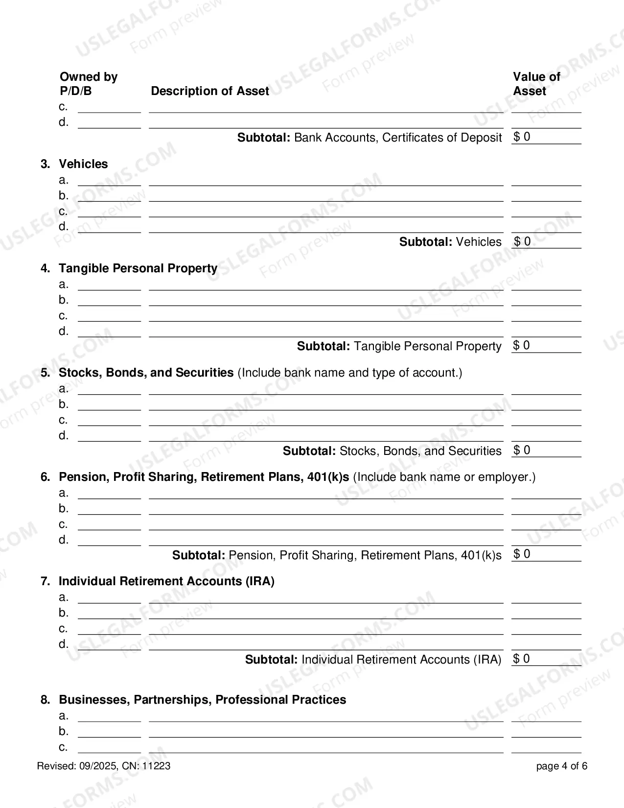 Preview Financial Statement for Summary Support Actions