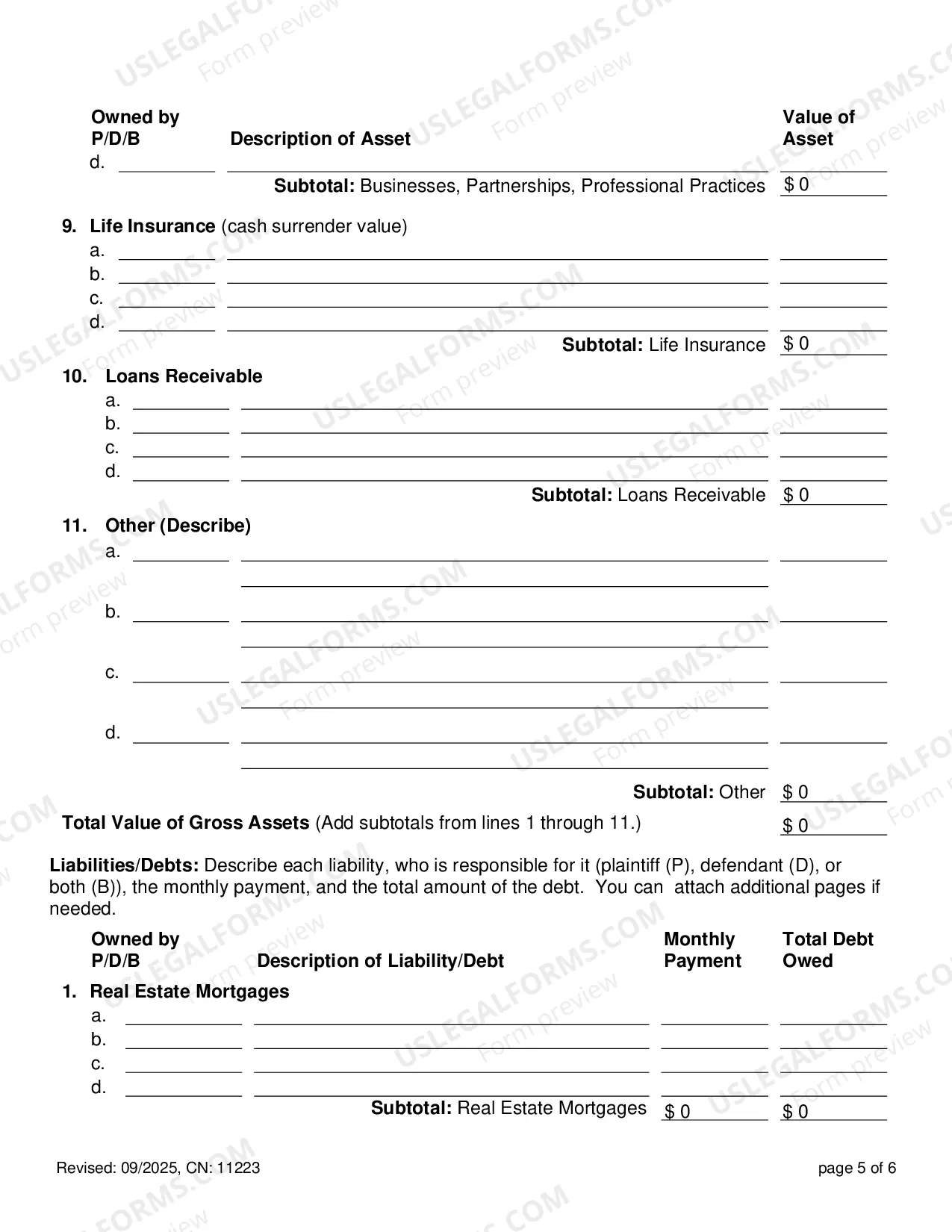 Preview Financial Statement for Summary Support Actions