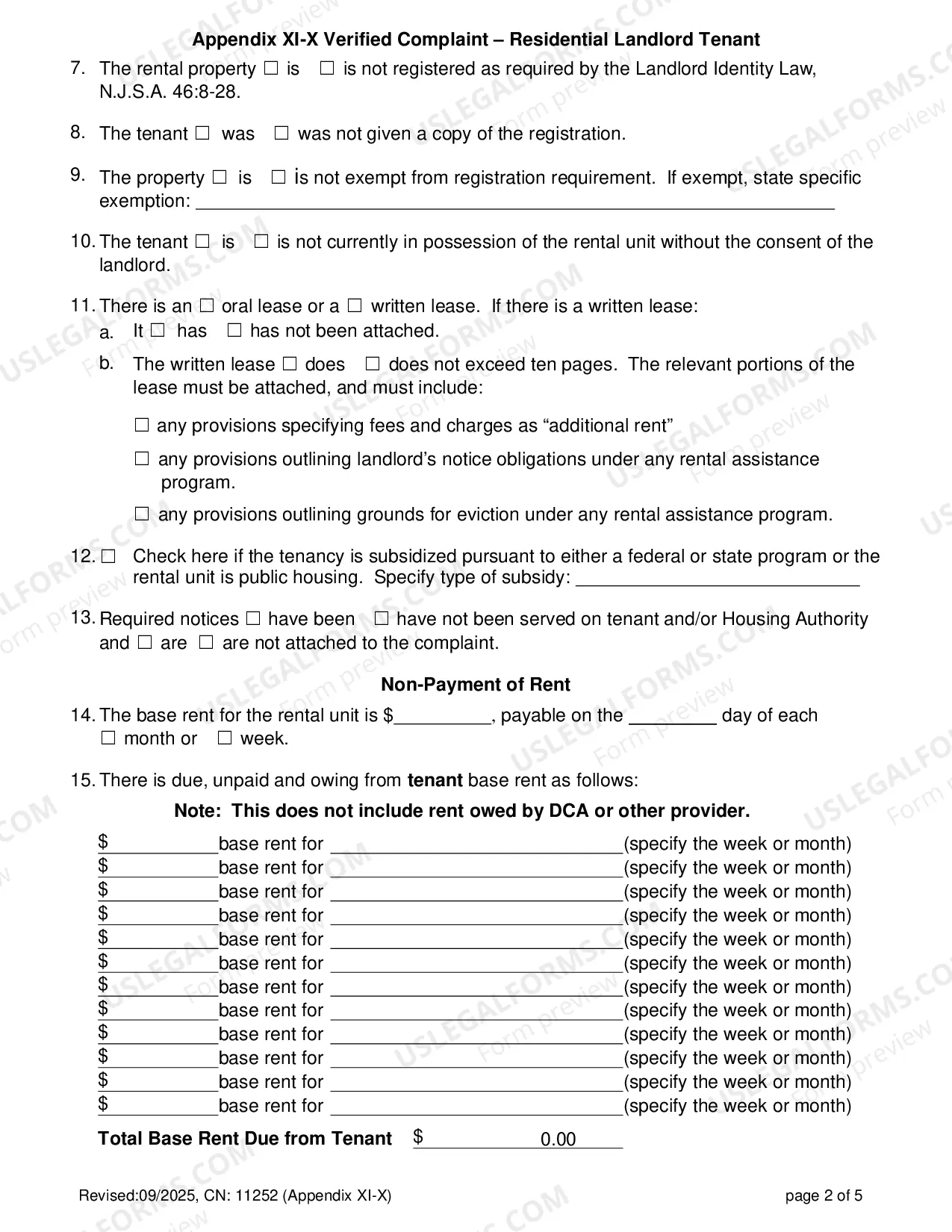 Preview Verified Complaint Landlord - Tenant - Appendix XI-X