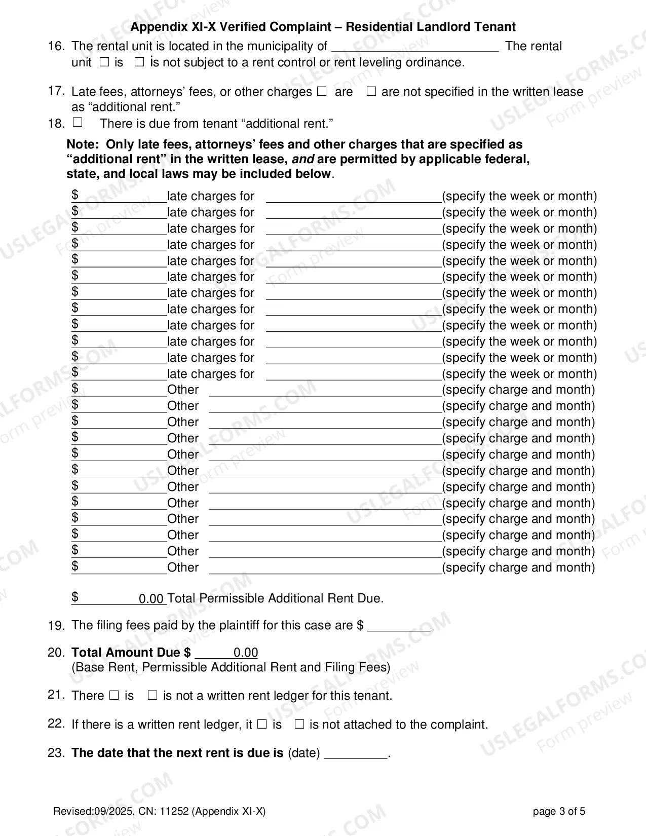 Preview Verified Complaint Landlord - Tenant - Appendix XI-X