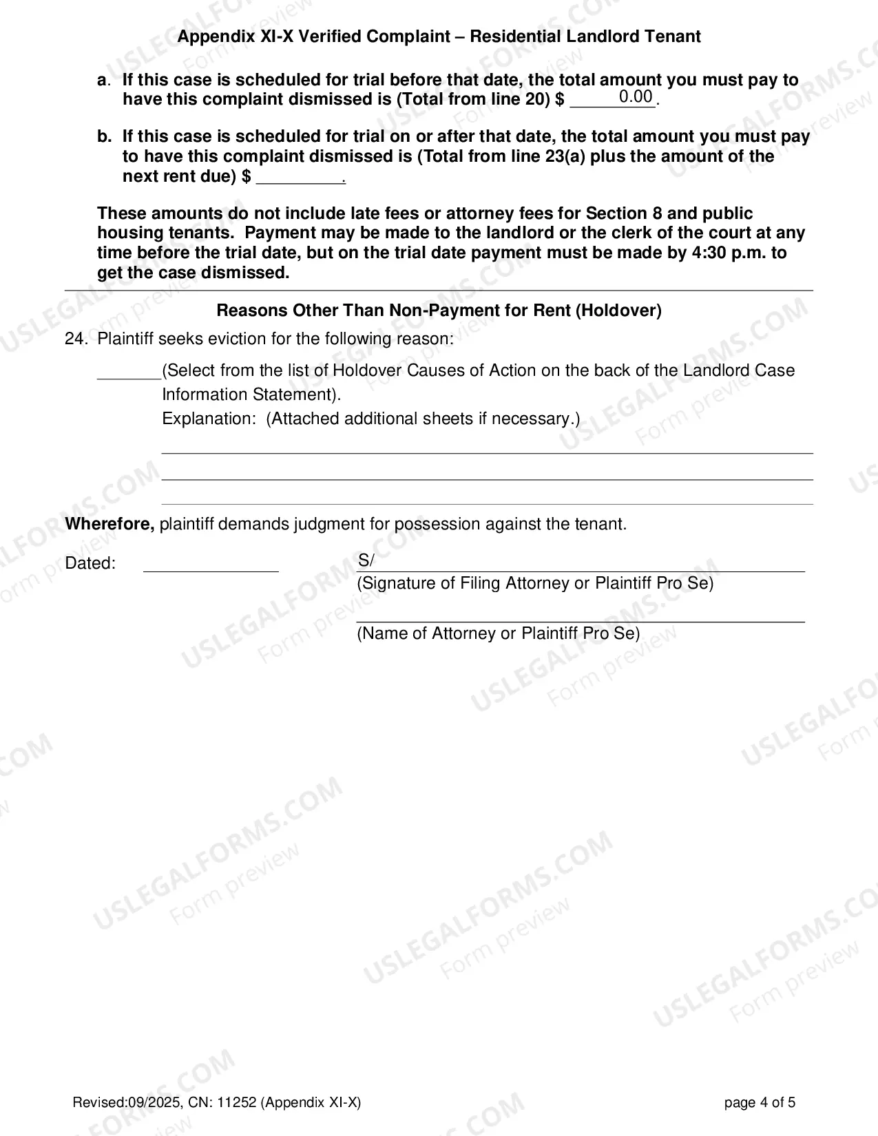 Preview Verified Complaint Landlord - Tenant - Appendix XI-X