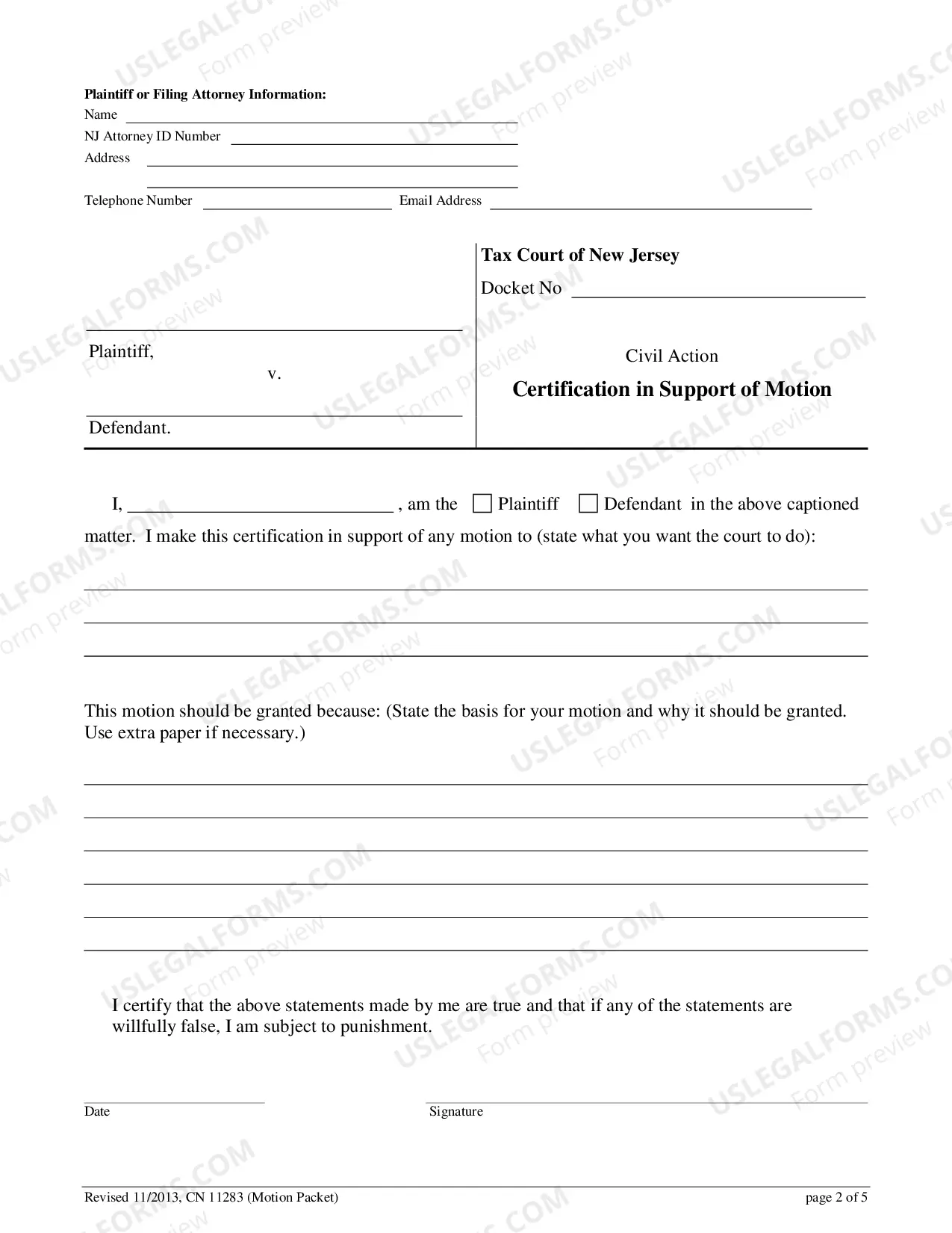 Preview Notice of Motion Packet