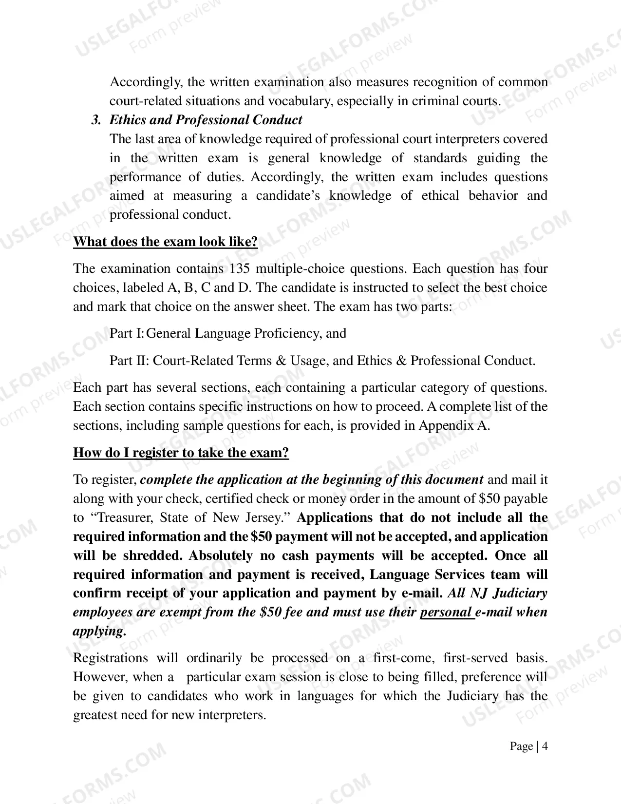 Preview Written Test Overview and Application (application on last page)