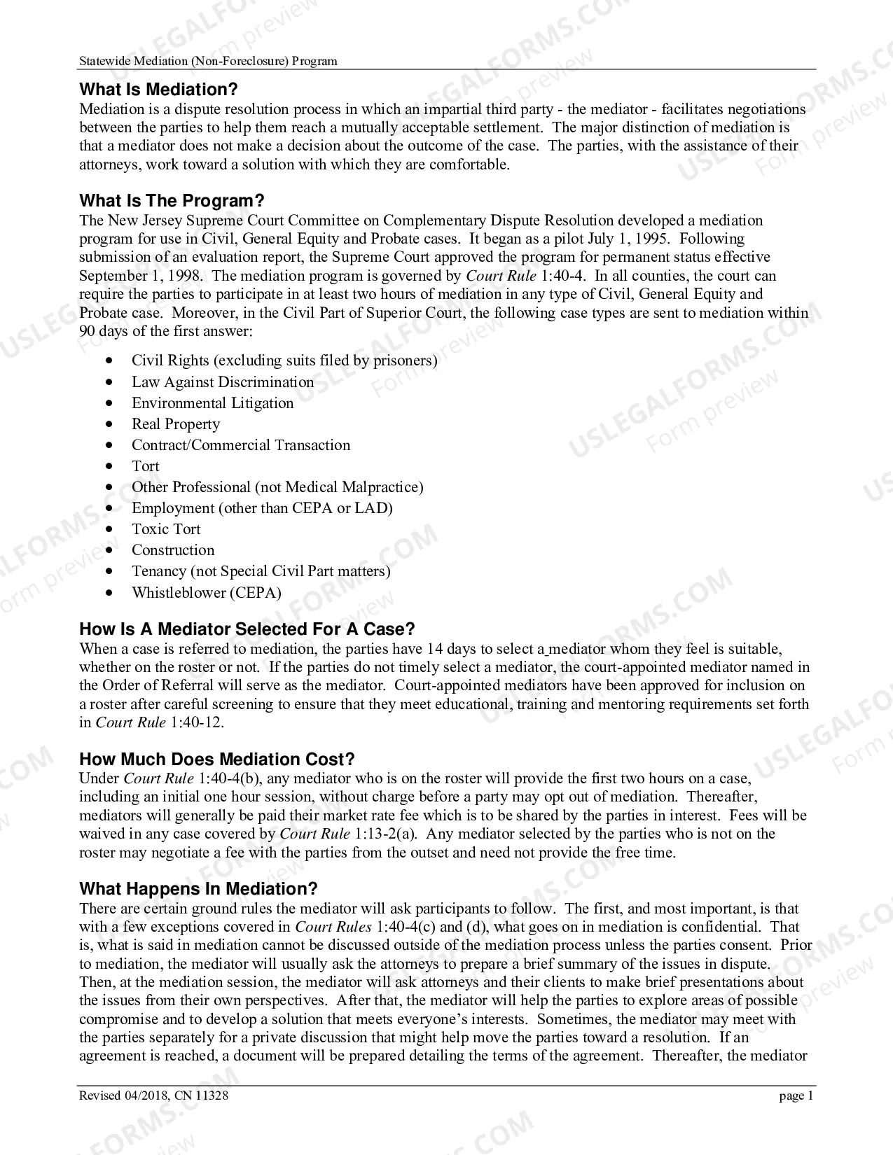 Preview Statewide Mediation (Non-Foreclosure) Program - brochure