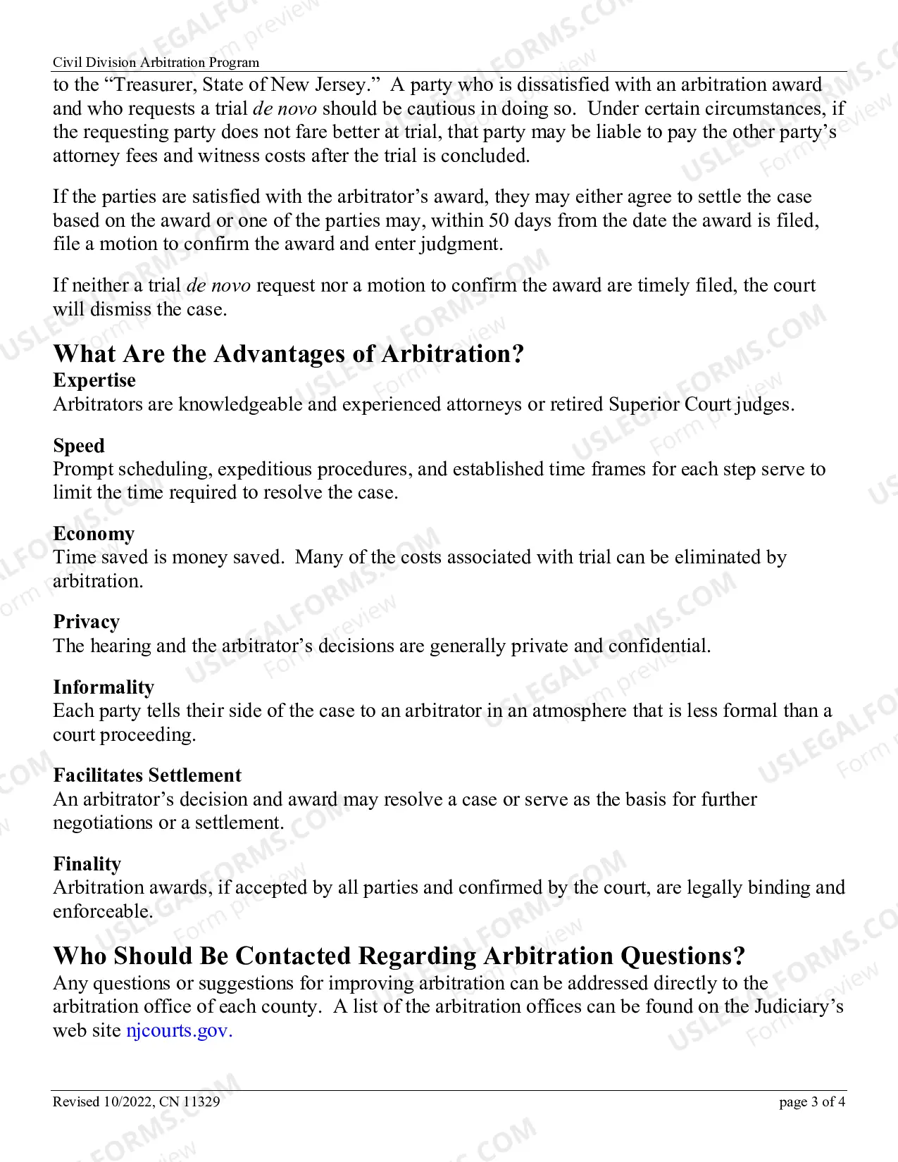 Preview Civil Division Arbitration Program Pamphlet