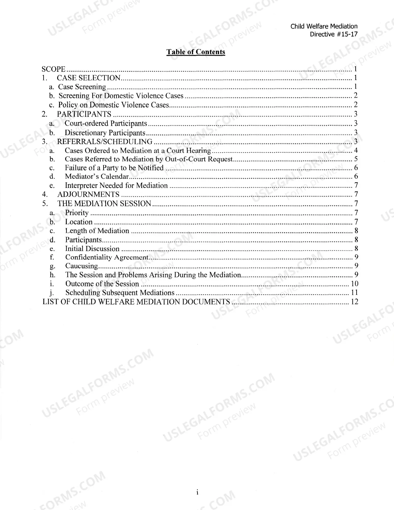 Preview Child Welfare Mediation Program Procedures Manual and Protocol