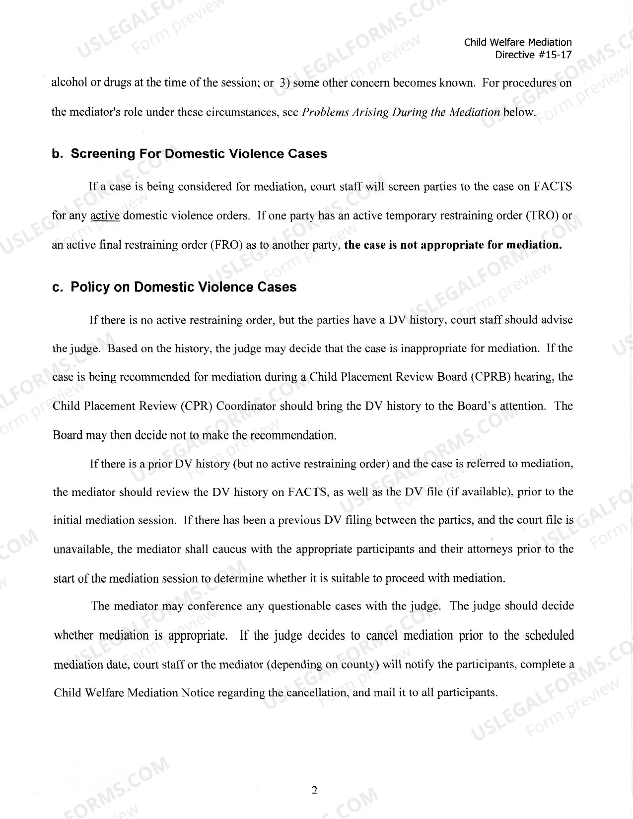 Preview Child Welfare Mediation Program Procedures Manual and Protocol