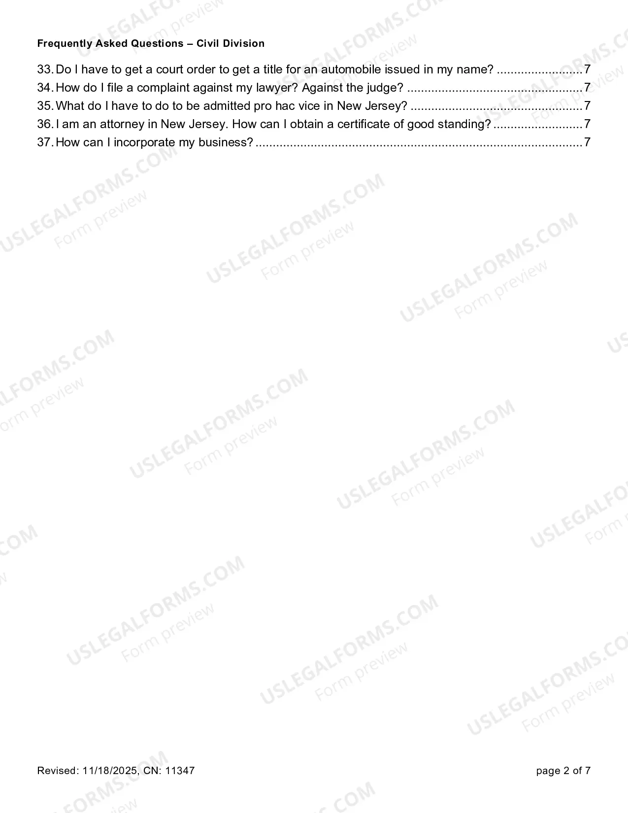 Preview Civil Division FAQ