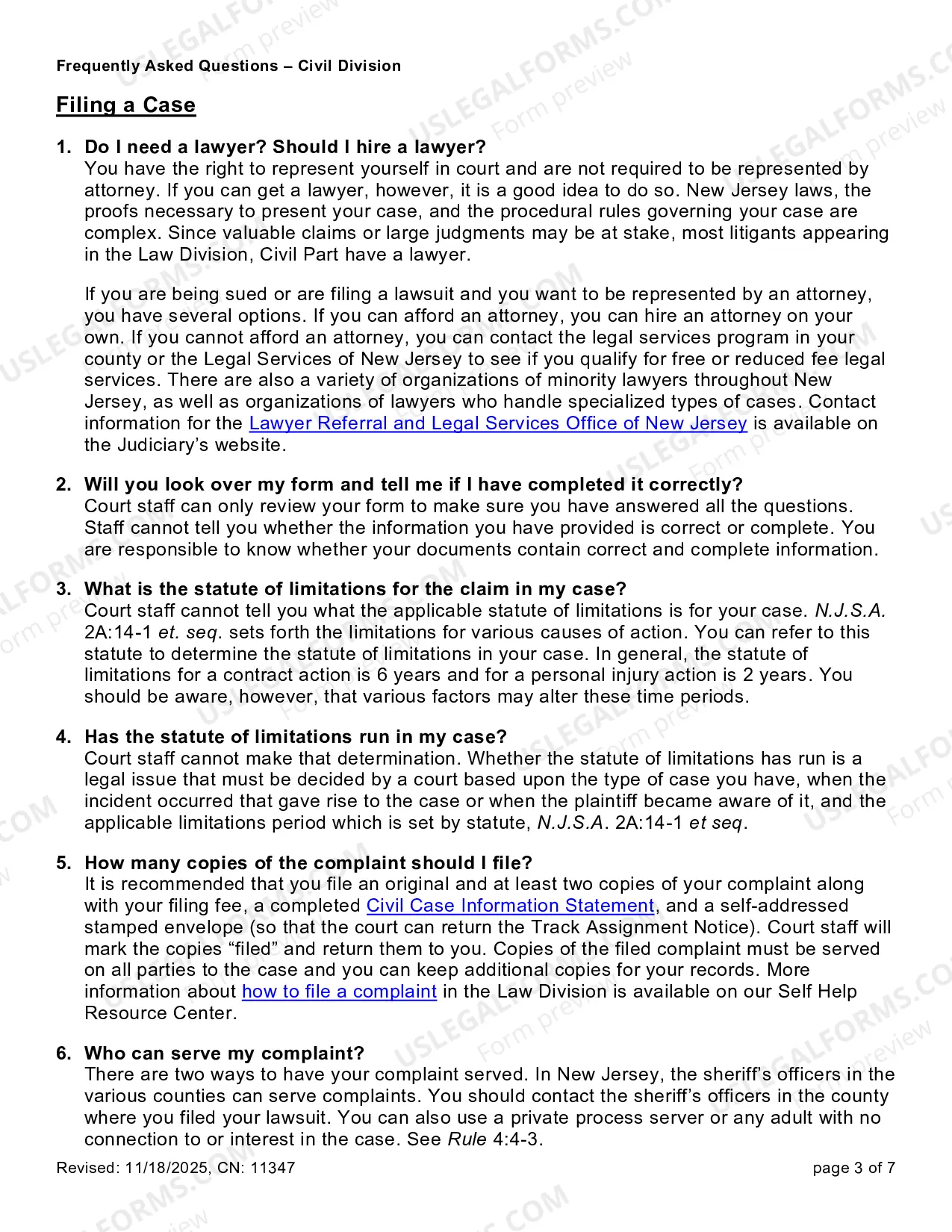 Preview Civil Division FAQ